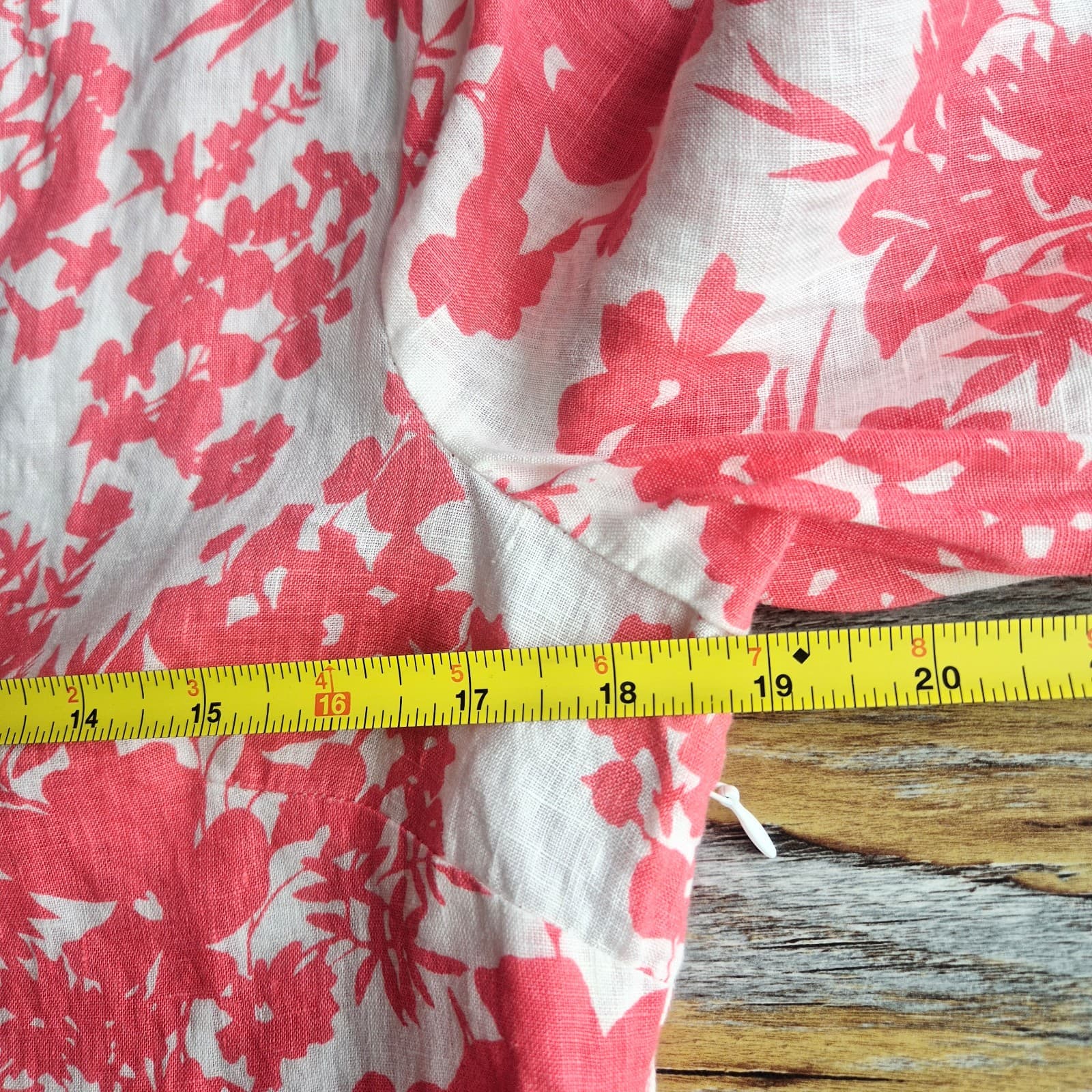 Malvin I Love Linen Pink Floral Tunic Blouse Popover V-Neck Long Sleeve Size M - Thumbnail 13