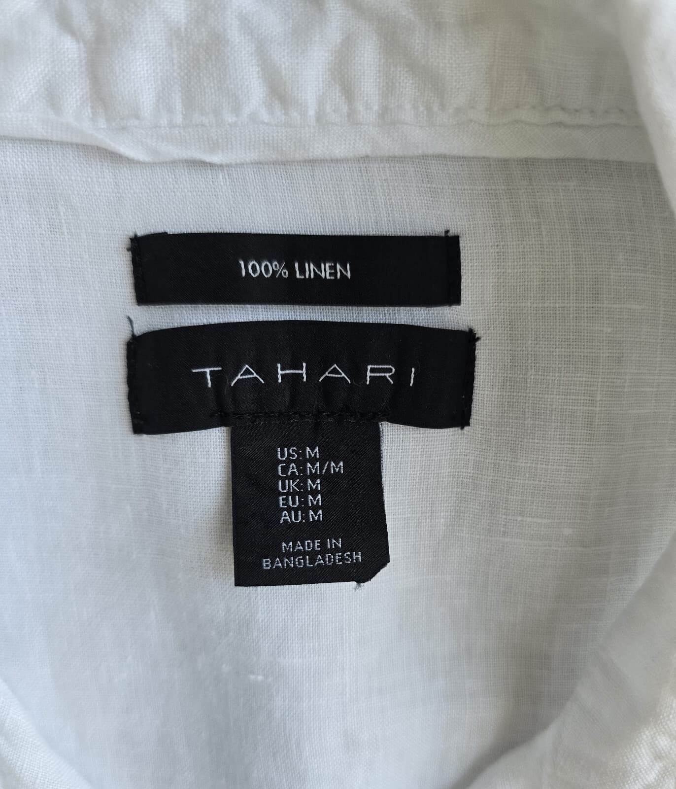 TAHARI Linen Lagenlook Long-Tunic Button-Up Shirt Roll-Tap Sleeve White Womens M - Thumbnail 6