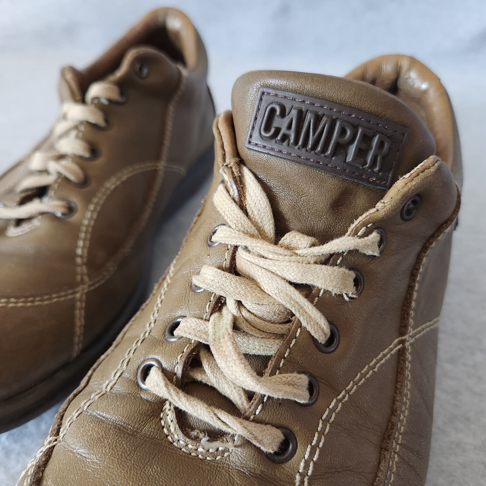Camper Leather Comfort Sneakers Shoes Lace-Up Olive Green Women EU38 US7.5 - Thumbnail 9