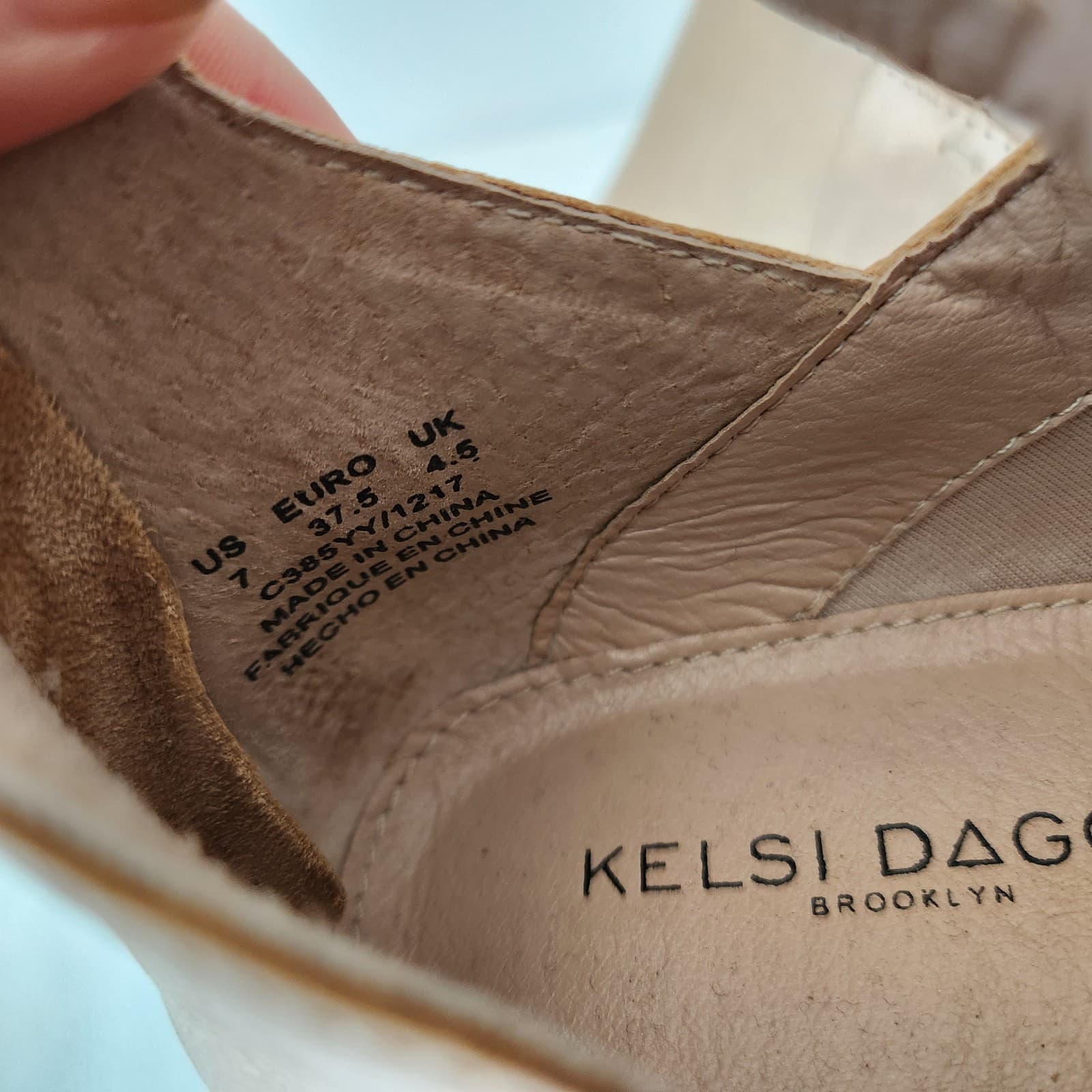 Kelsi Dagger Brooklyn Kadeeja Tan Leather Ankle Boots Zipper 2" Stacked Heel US7 - Thumbnail 14