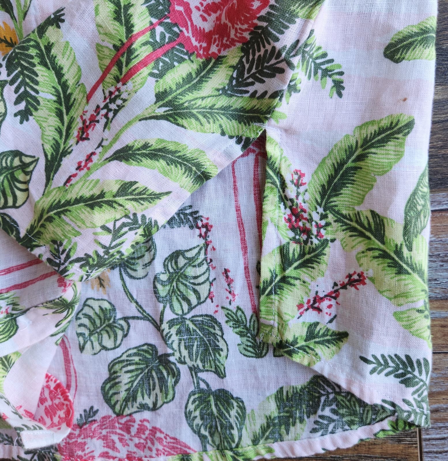 NWT Charter Club Linen Flamingo Palm Tree Button-Up Shirt Roll-Tap Sleeve Sz.PM - Thumbnail 8