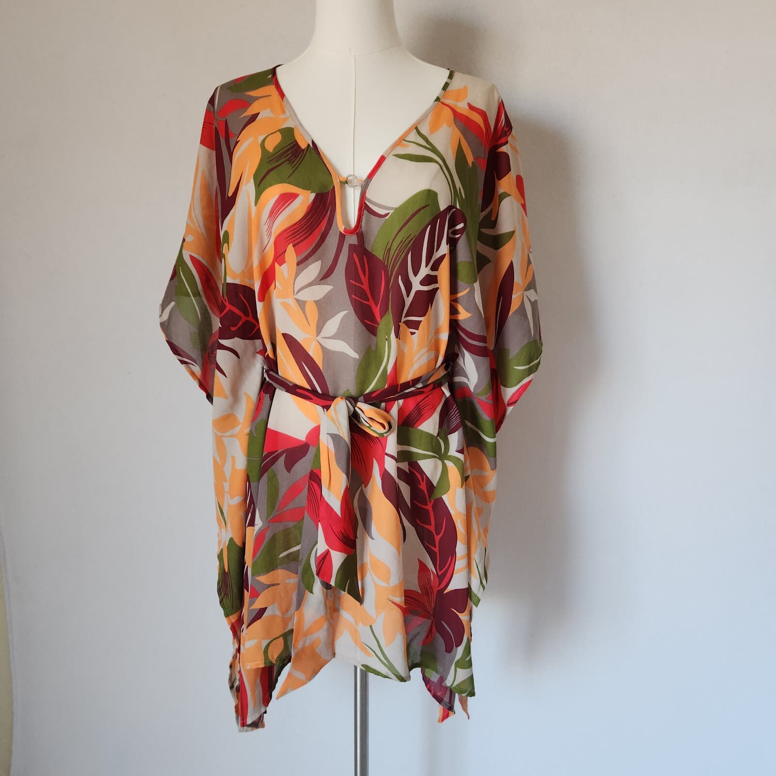Calvin Klein Swimwear Tropical Floral Beach Cover-Up Tie-Waist Multicolor O/S - Thumbnail 2