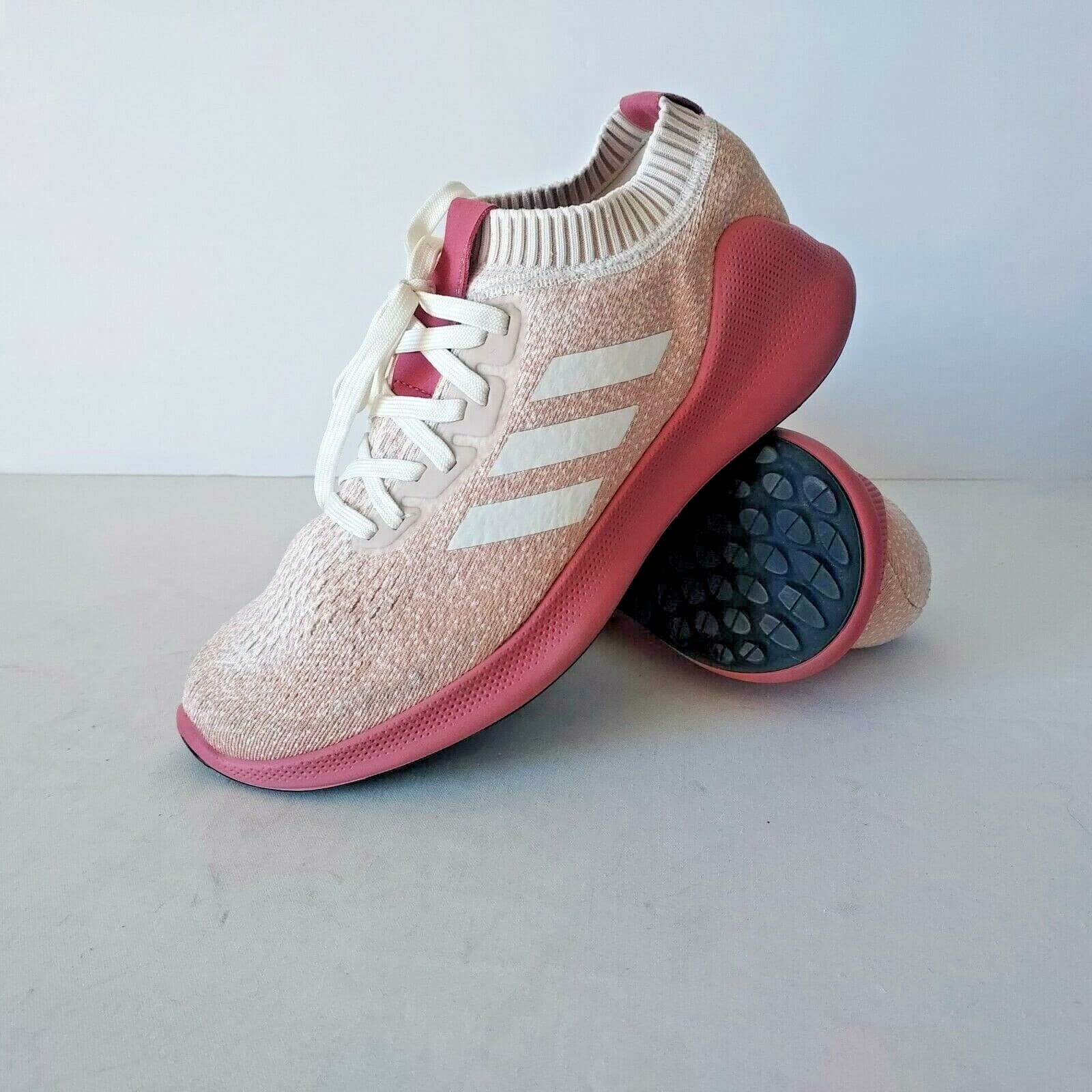 Adidas Pure Bounce Knit Running Shoes Sneaker Lace-Up Pink-White Women US10 - Thumbnail 2