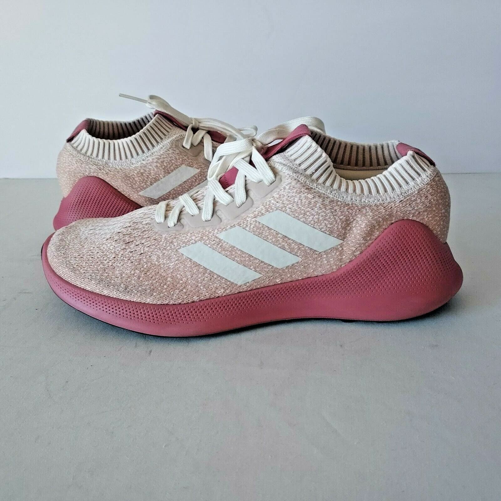Adidas Pure Bounce Knit Running Shoes Sneaker Lace-Up Pink-White Women US10 - Thumbnail 3