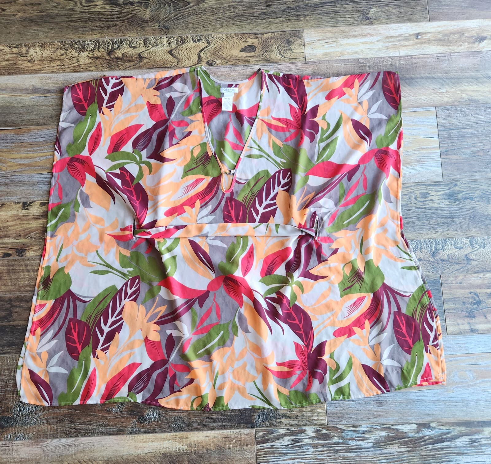 Calvin Klein Swimwear Tropical Floral Beach Cover-Up Tie-Waist Multicolor O/S - Thumbnail 8