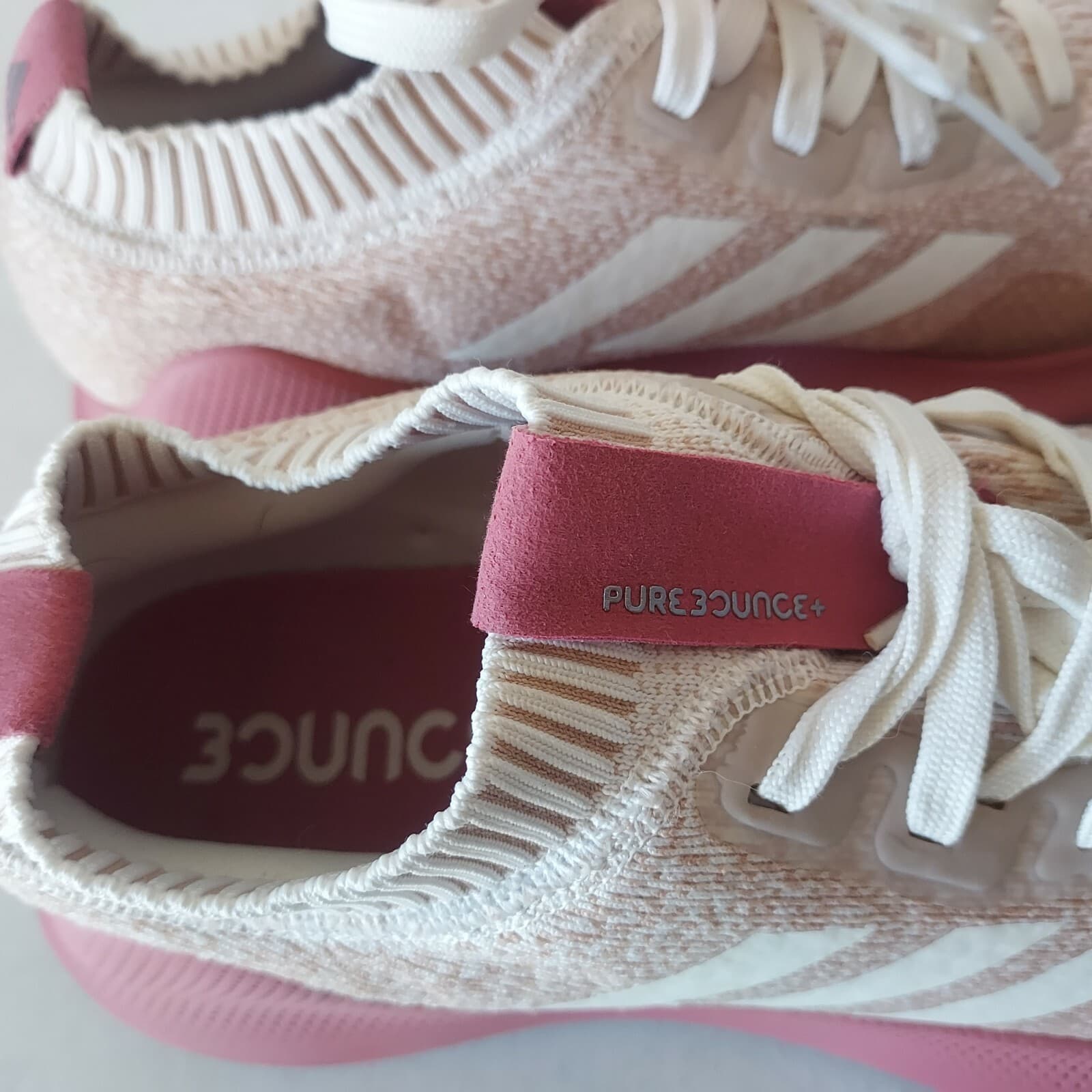 Adidas Pure Bounce Knit Running Shoes Sneaker Lace-Up Pink-White Women US10 - Thumbnail 10