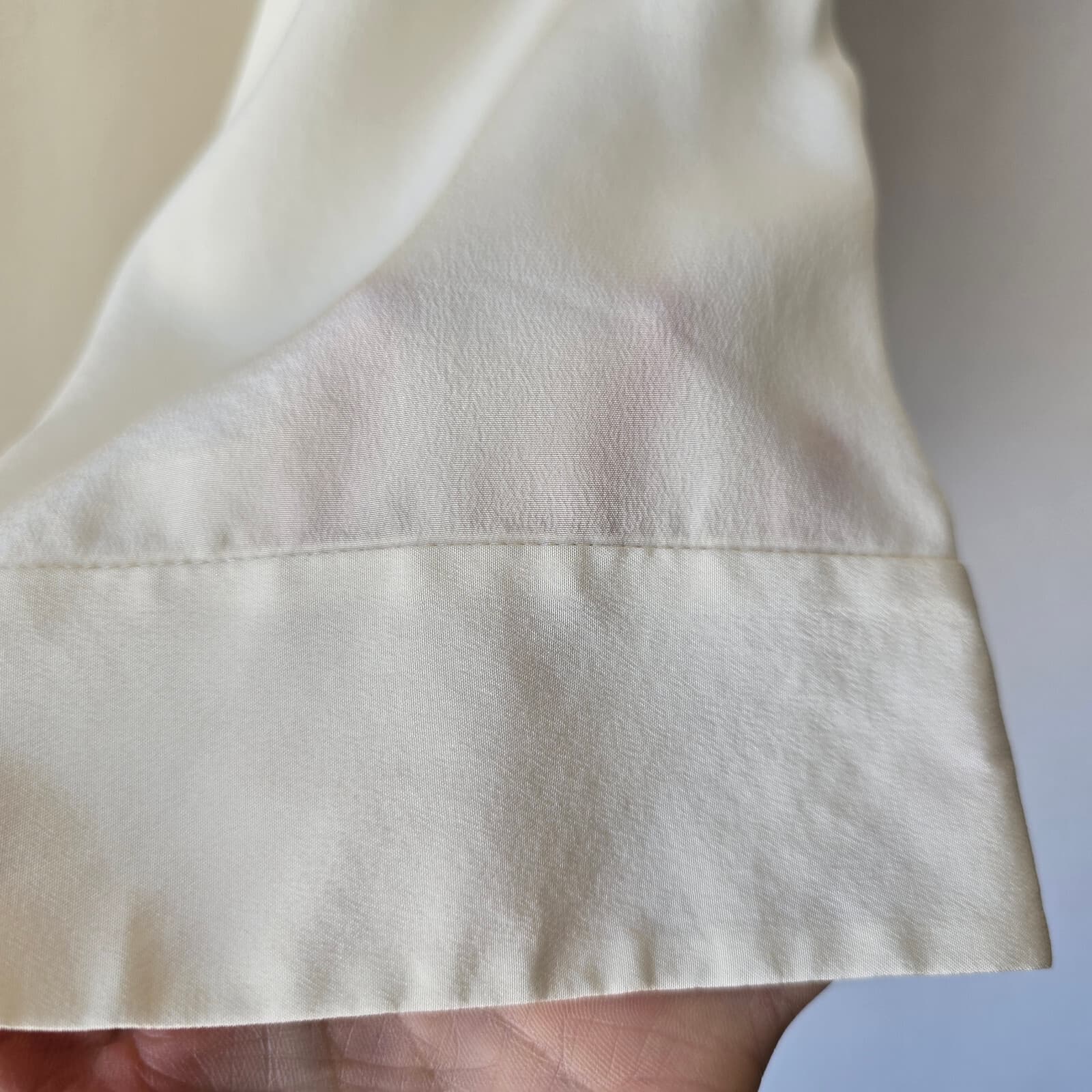 J.Jill 100% Silk Satin Popover Blouse Relax-Fit 3/4 Sleeve V-Neck Ivory Women MP - Thumbnail 4