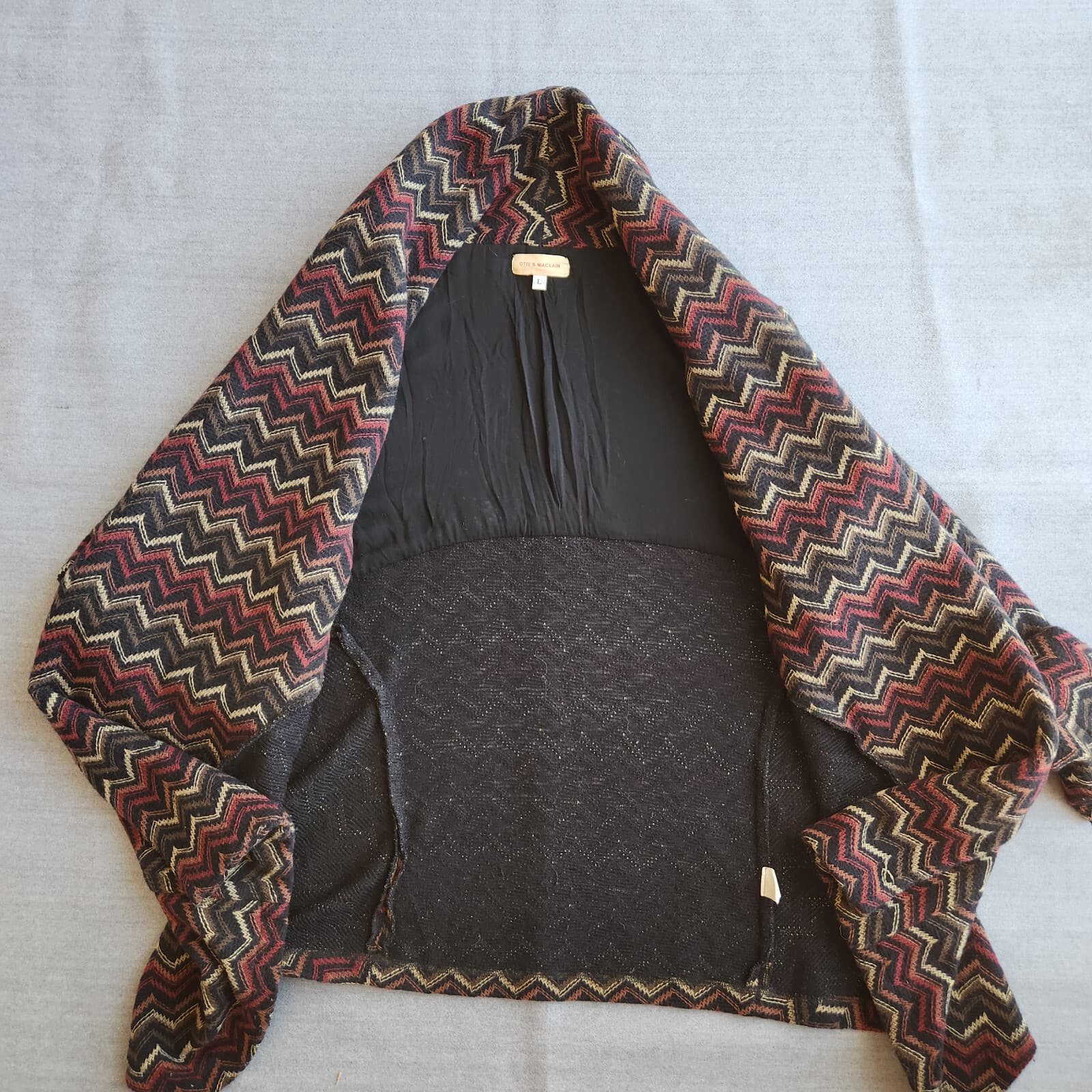 Anthropologie Otis & Maclain Skara Open Sweater Cardigan Chevron Multicolor Sz.L - Thumbnail 7