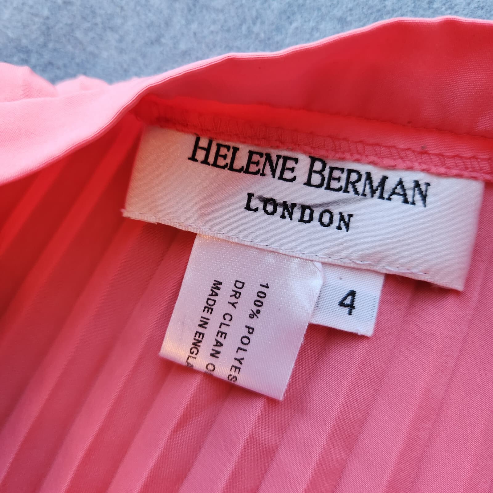 Helene Berman London Pleated Full A-Line Skirt Knee Length Zip Coral Pink Sz.4 - Thumbnail 8