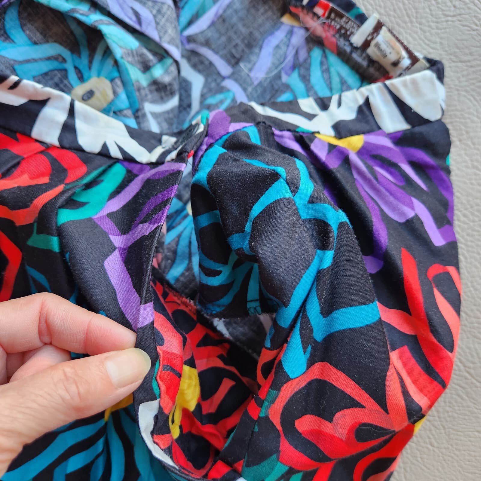 Vintage Weathervane USA Florel Pleated Full A-Line Midi Skirt Multicolor Sz.12 - Thumbnail 7
