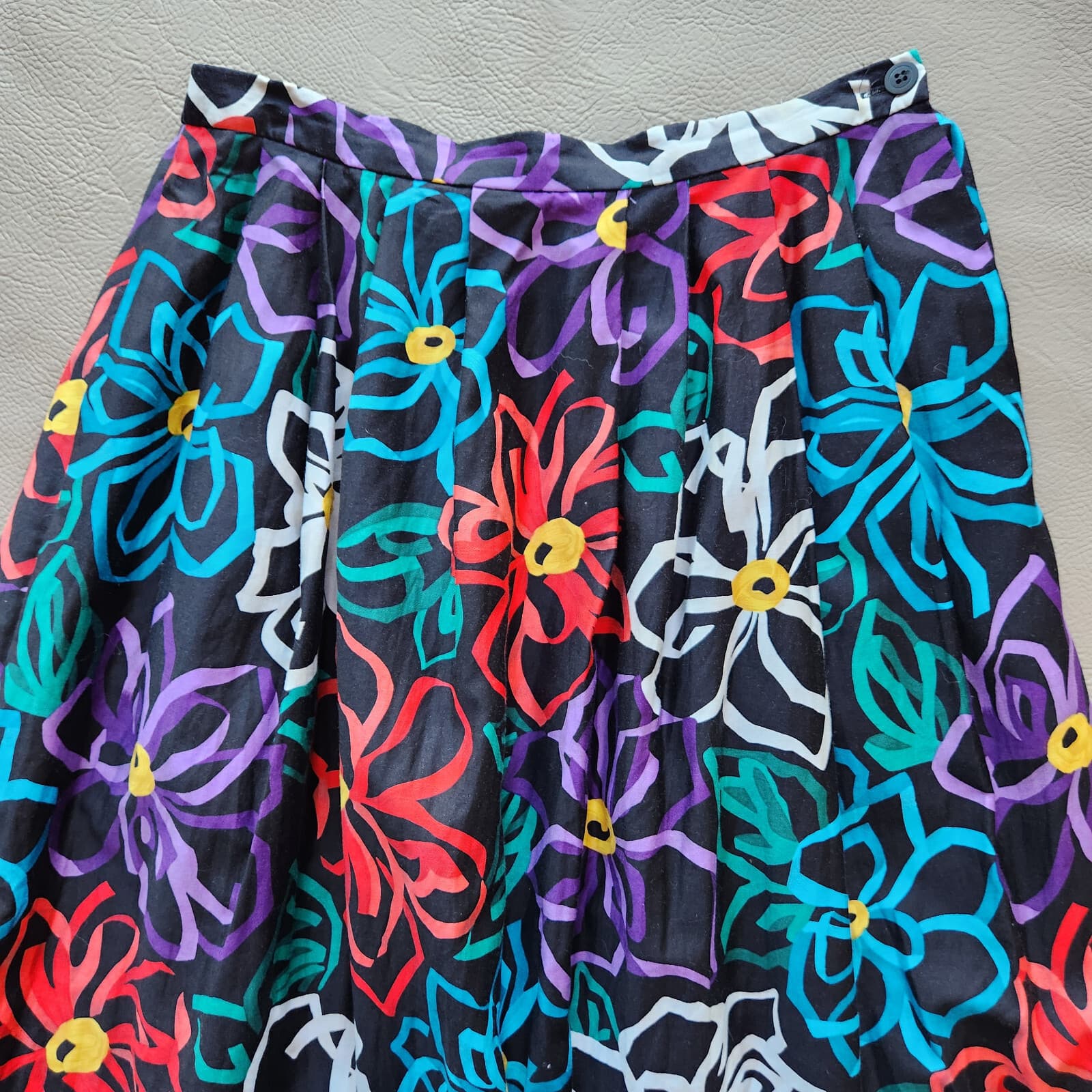 Vintage Weathervane USA Florel Pleated Full A-Line Midi Skirt Multicolor Sz.12 - Thumbnail 3