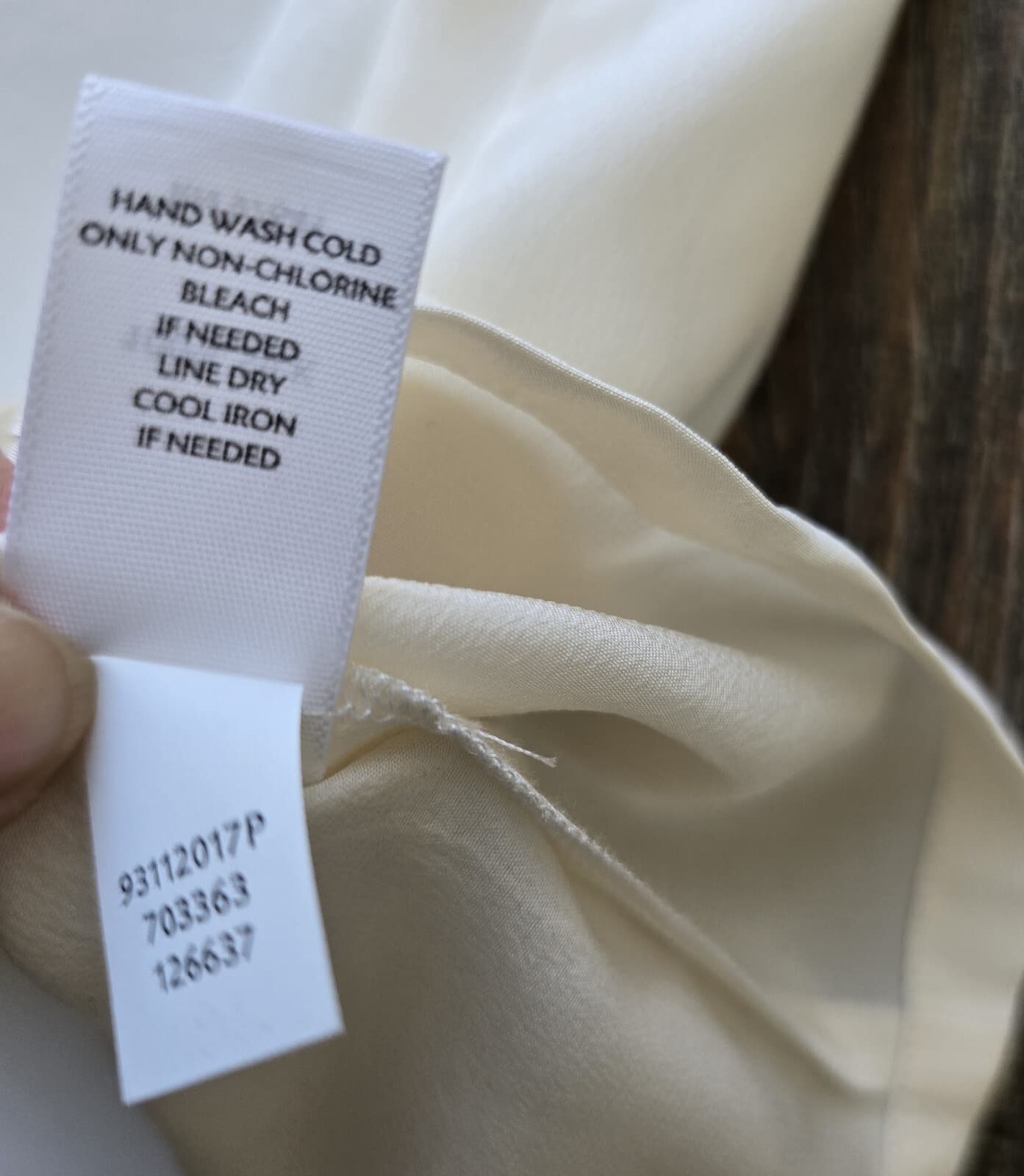 J.Jill 100% Silk Satin Popover Blouse Relax-Fit 3/4 Sleeve V-Neck Ivory Women MP - Thumbnail 9