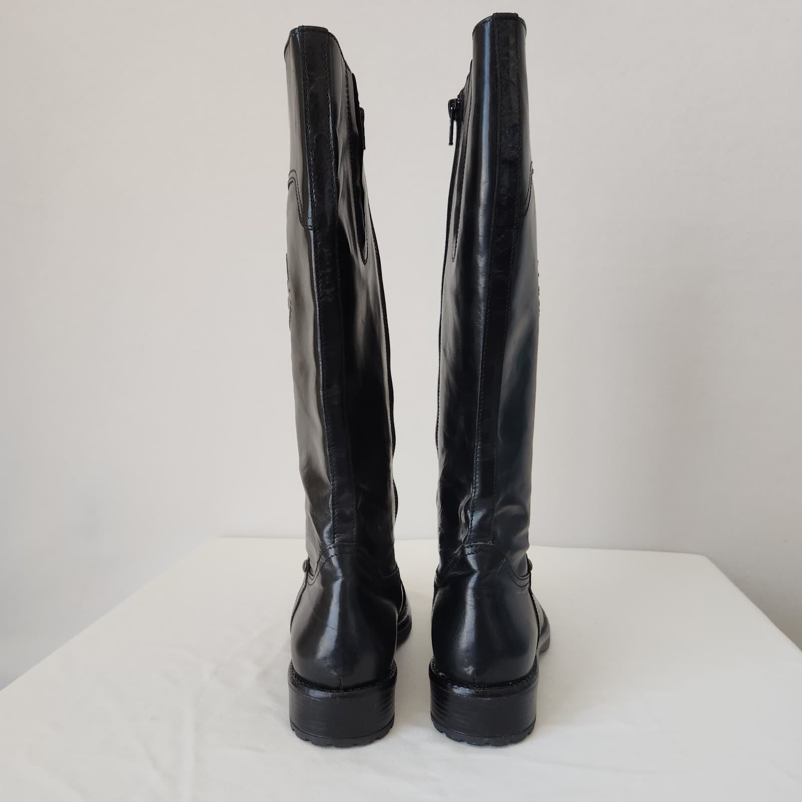 NWoB Alviero Martini 1a Classe Junior Italy Black Leather Tall Boots Zipper EU40 - Thumbnail 4