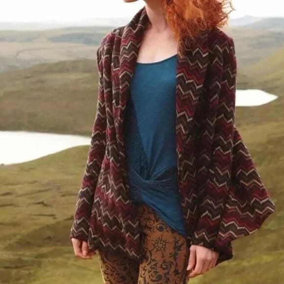 Anthropologie Otis & Maclain Skara Open Sweater Cardigan Chevron Multicolor Sz.L - Thumbnail 3
