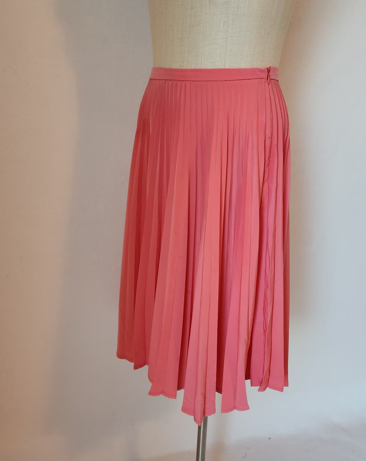 Helene Berman London Pleated Full A-Line Skirt Knee Length Zip Coral Pink Sz.4 - Thumbnail 5