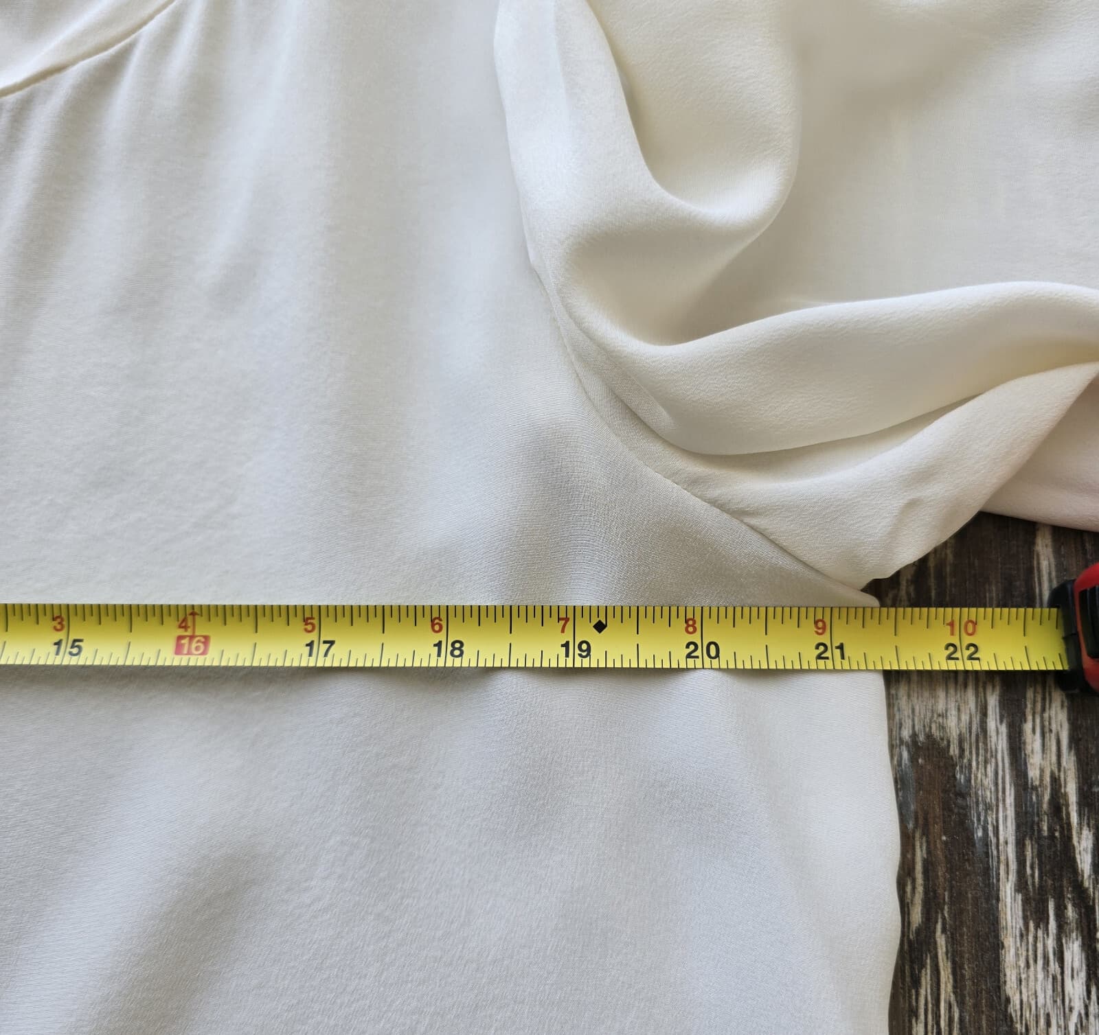 J.Jill 100% Silk Satin Popover Blouse Relax-Fit 3/4 Sleeve V-Neck Ivory Women MP - Thumbnail 10