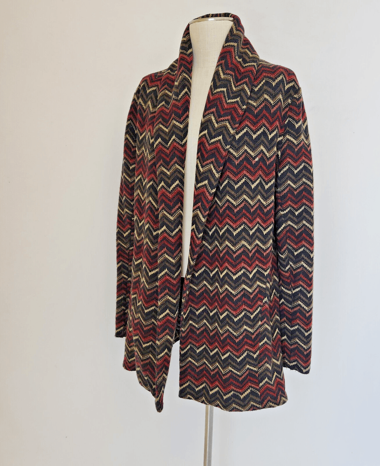 Anthropologie Otis & Maclain Skara Open Sweater Cardigan Chevron Multicolor Sz.L - Thumbnail 2