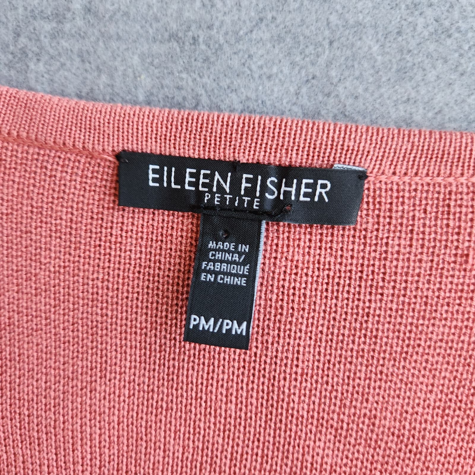 EILEEN FISHER Silk Organic Cotton Blend Open Front Crop Cardigan Salmon Pink PM - Thumbnail 7