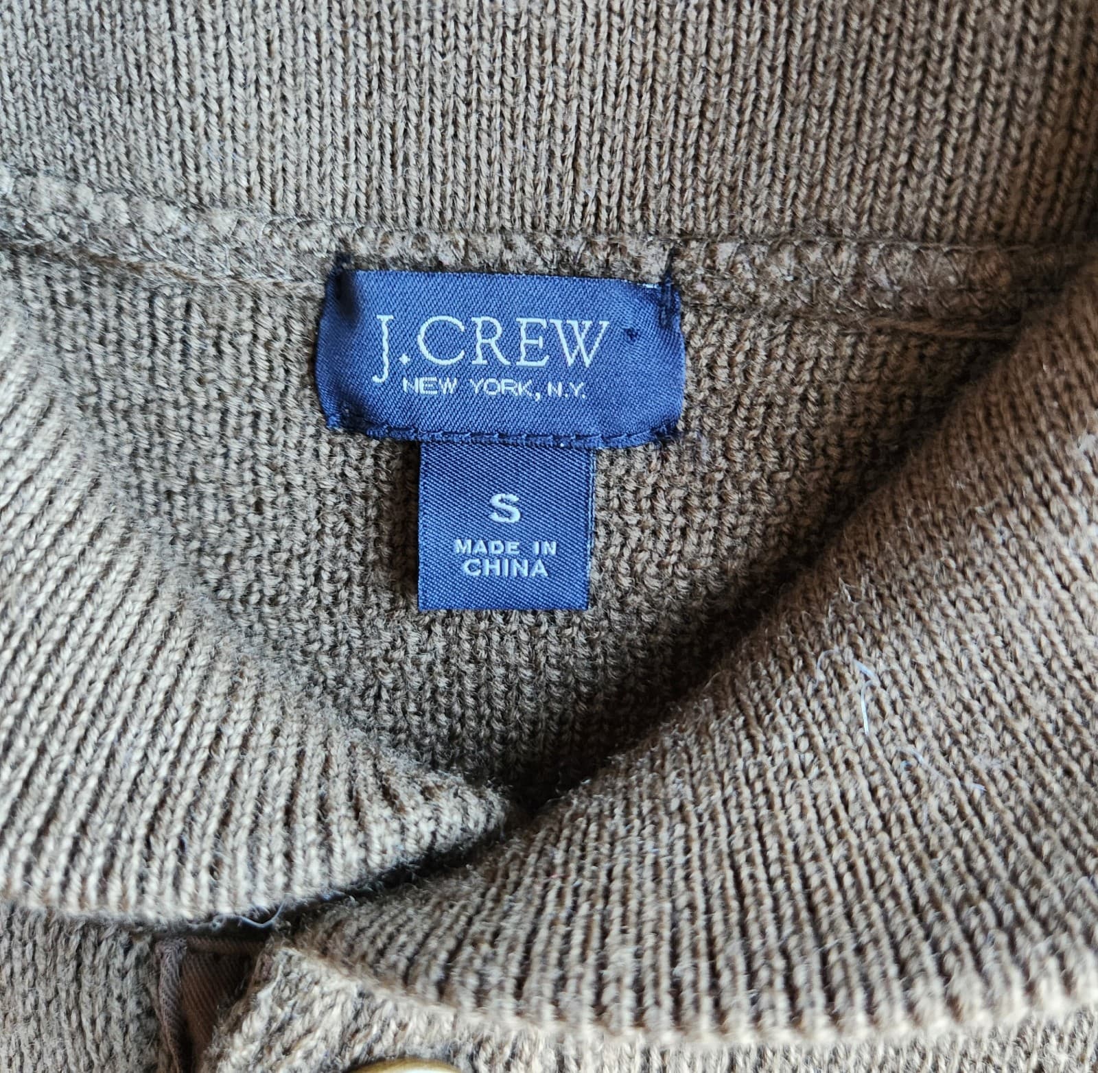 J.Crew Rugged Wool Sweater Shawl Collar 1/4 Button Pocket Olive Green Men's S - Thumbnail 5