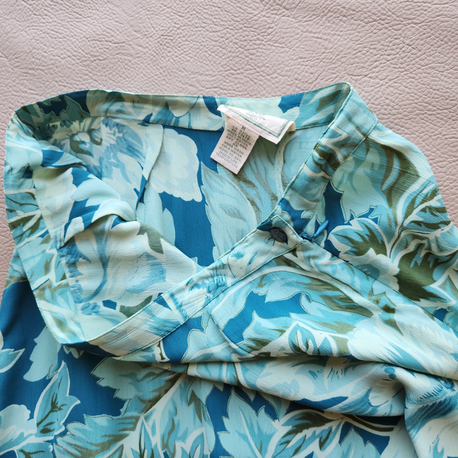 Vintage April Cornell Chiffon Floral Layer Midi A-Line Skirt Green Blue Womens M - Thumbnail 5