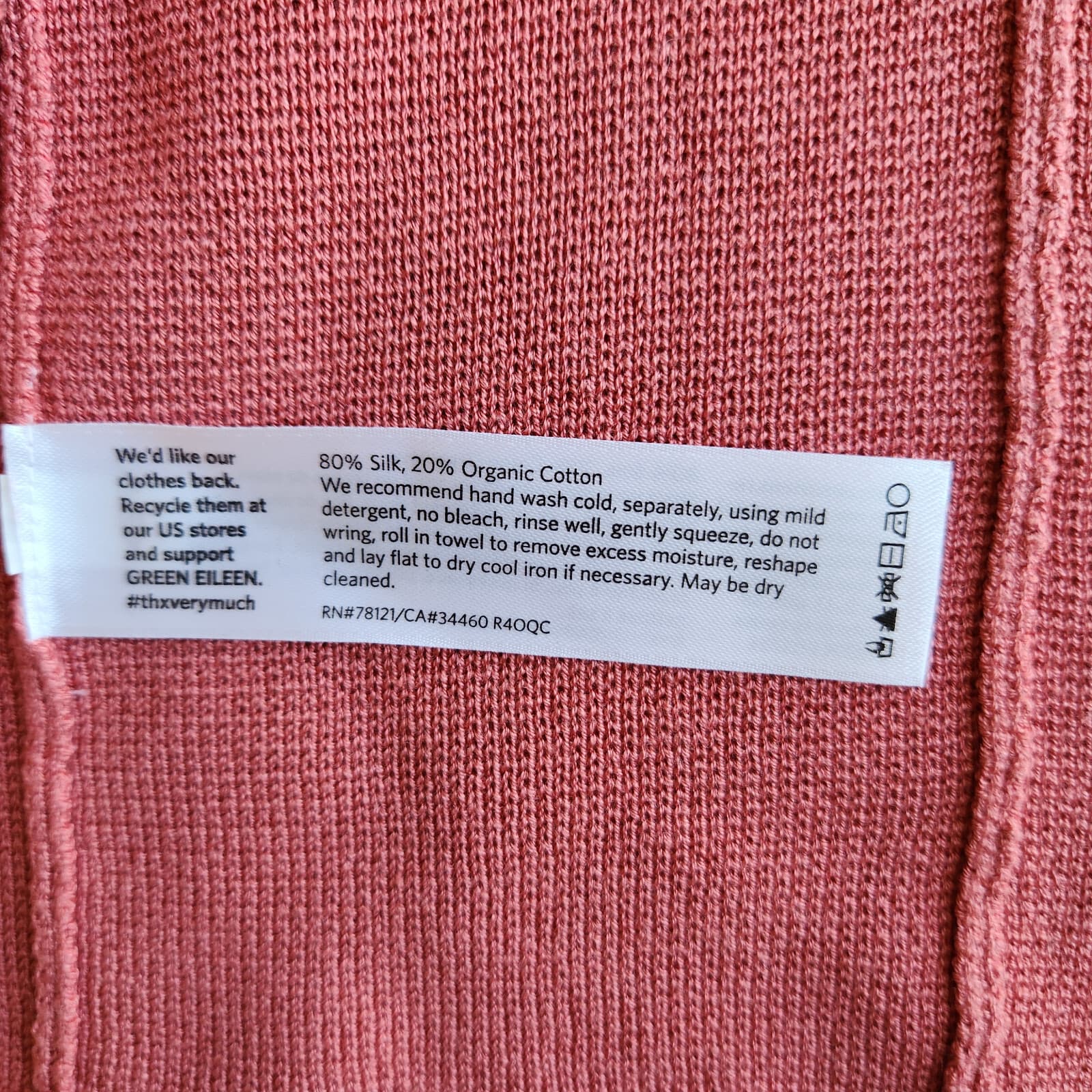EILEEN FISHER Silk Organic Cotton Blend Open Front Crop Cardigan Salmon Pink PM - Thumbnail 8