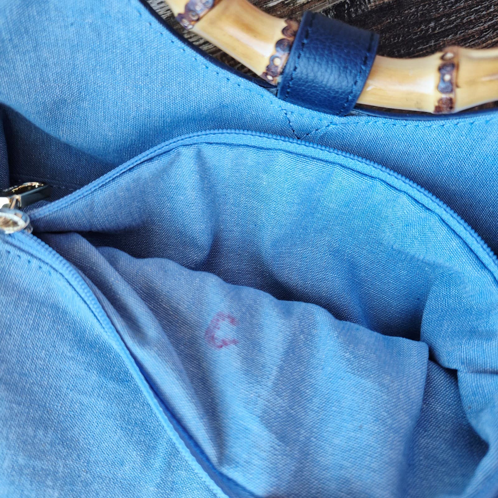NWoT Talbots 100% Paper Straw Round Bamboo Handle Leather Trim Tote Bag Blue - Thumbnail 11
