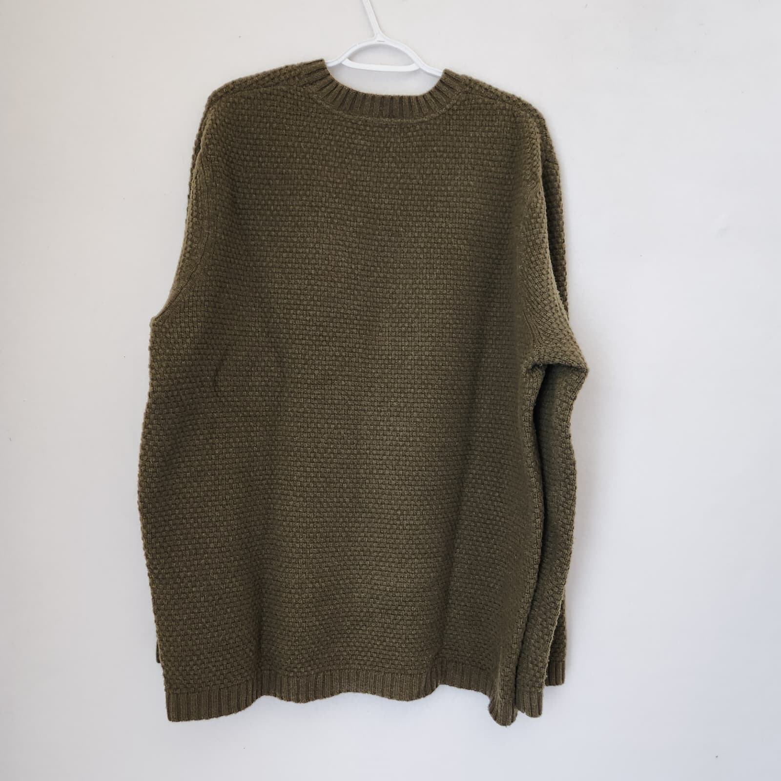 Toad & Co Malamute Lambswool Waffle Knit Crew Sweater Elbow-Patch Green Mens XXL - Thumbnail 7