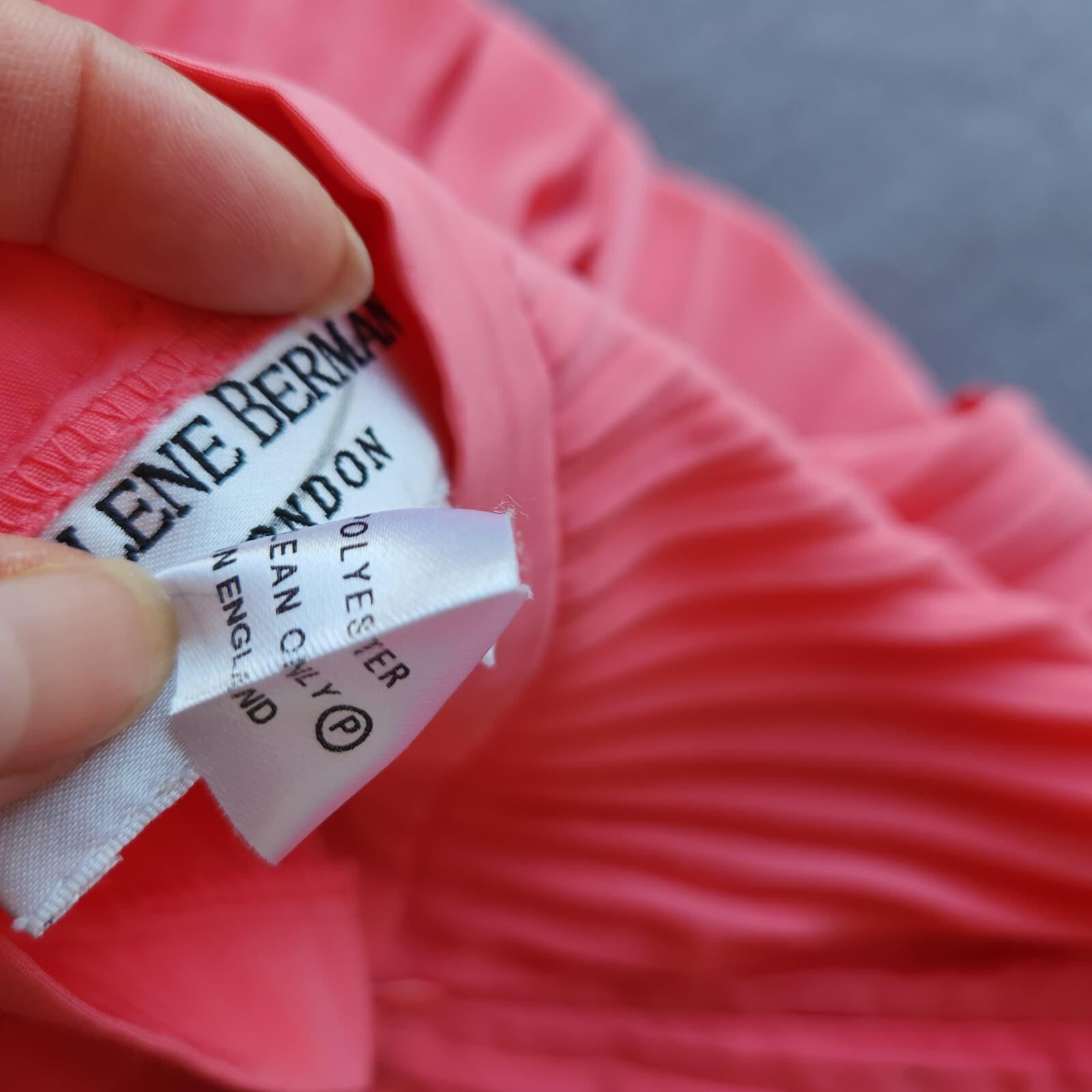 Helene Berman London Pleated Full A-Line Skirt Knee Length Zip Coral Pink Sz.4 - Thumbnail 9
