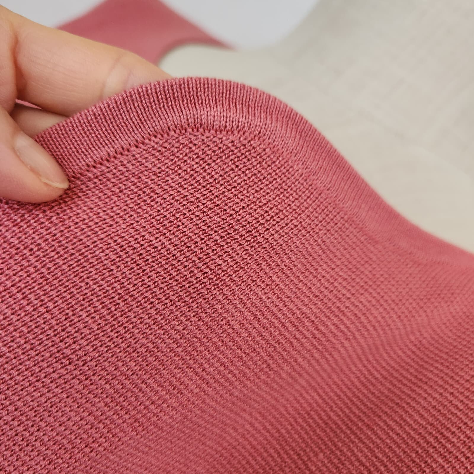 EILEEN FISHER Silk Organic Cotton Blend Open Front Crop Cardigan Salmon Pink PM - Thumbnail 4