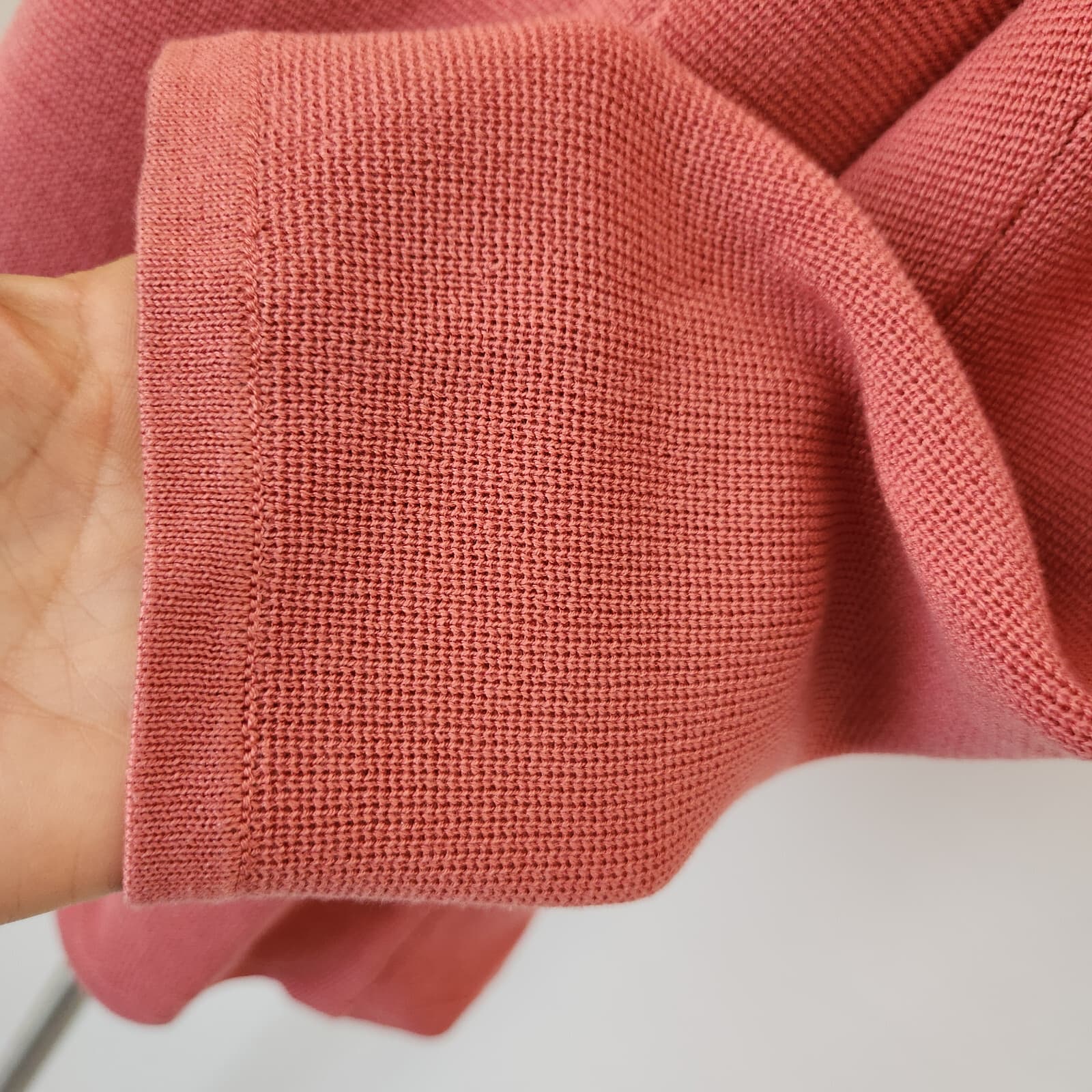 EILEEN FISHER Silk Organic Cotton Blend Open Front Crop Cardigan Salmon Pink PM - Thumbnail 5