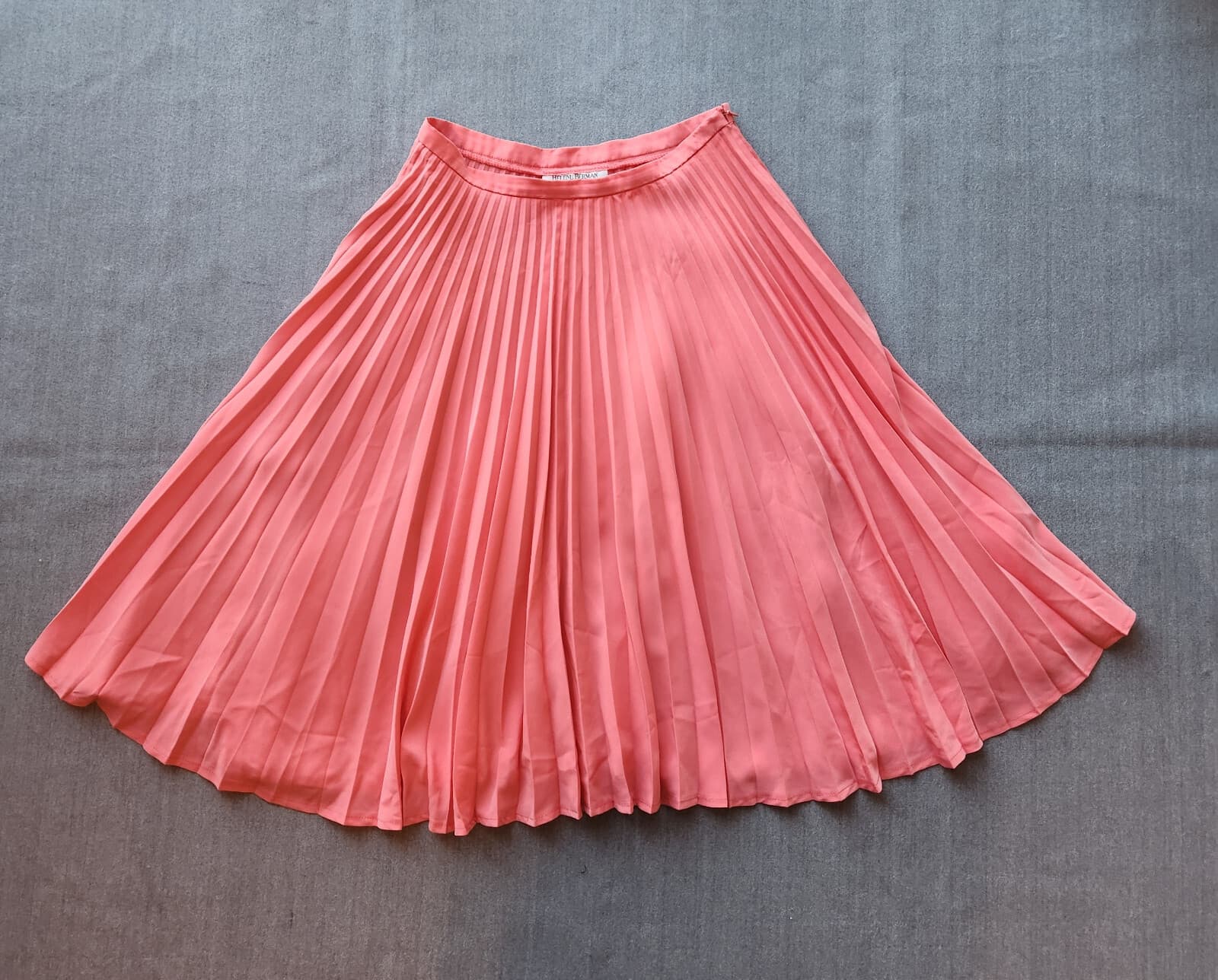 Helene Berman London Pleated Full A-Line Skirt Knee Length Zip Coral Pink Sz.4 - Thumbnail 3