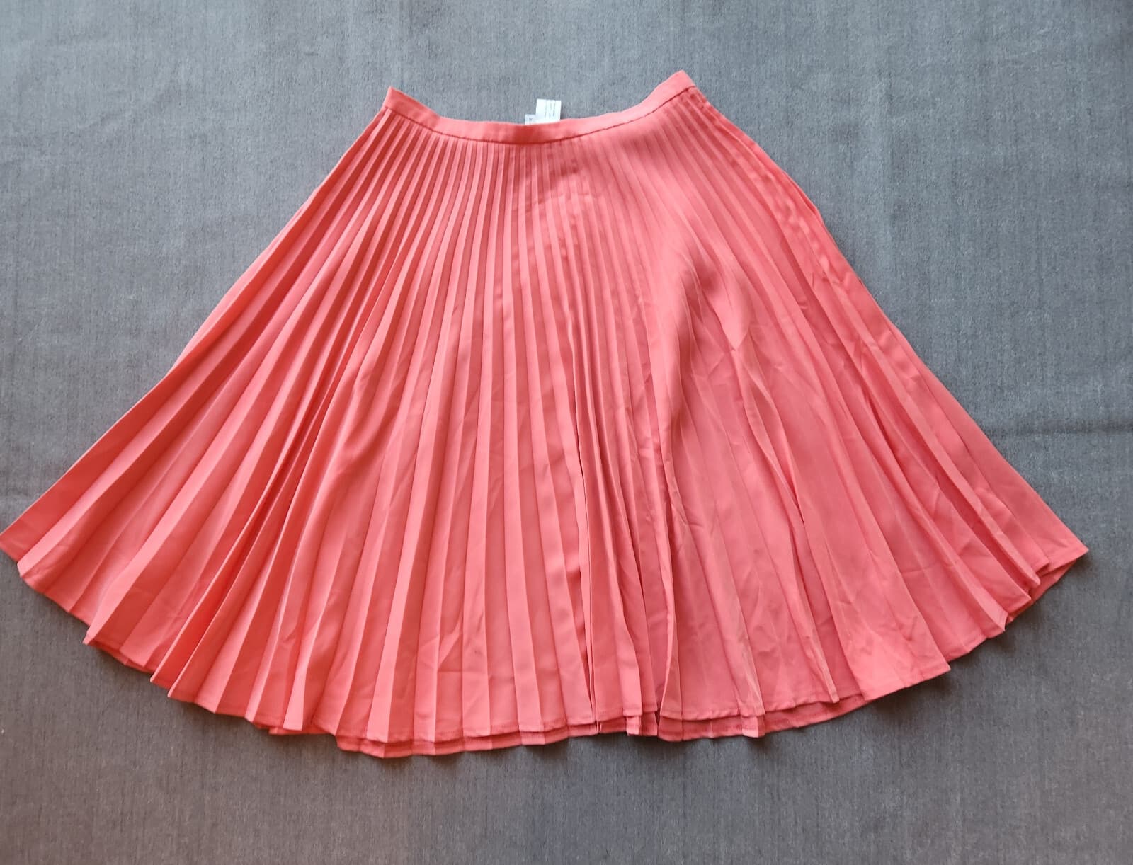 Helene Berman London Pleated Full A-Line Skirt Knee Length Zip Coral Pink Sz.4 - Thumbnail 4