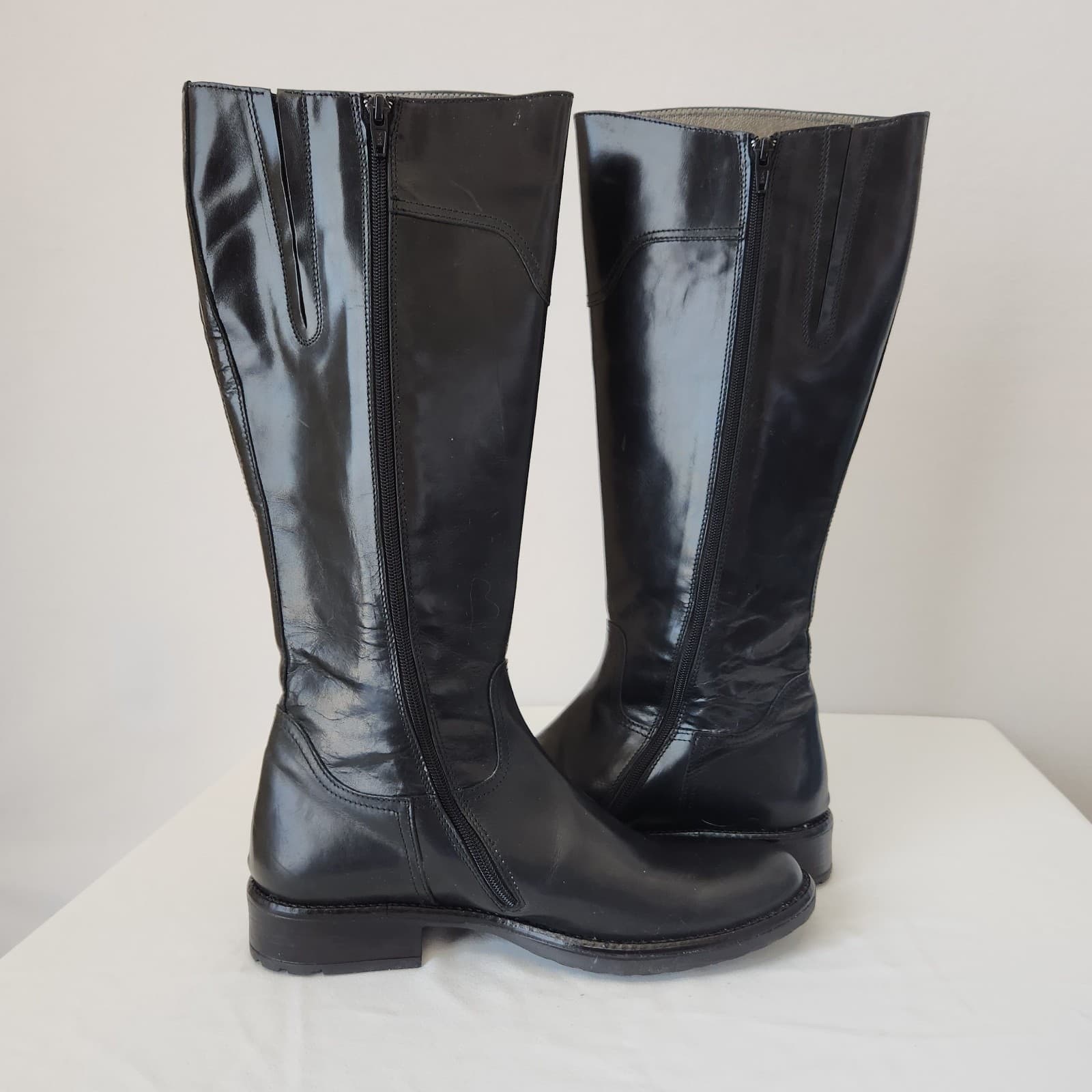 NWoB Alviero Martini 1a Classe Junior Italy Black Leather Tall Boots Zipper EU40 - Thumbnail 5