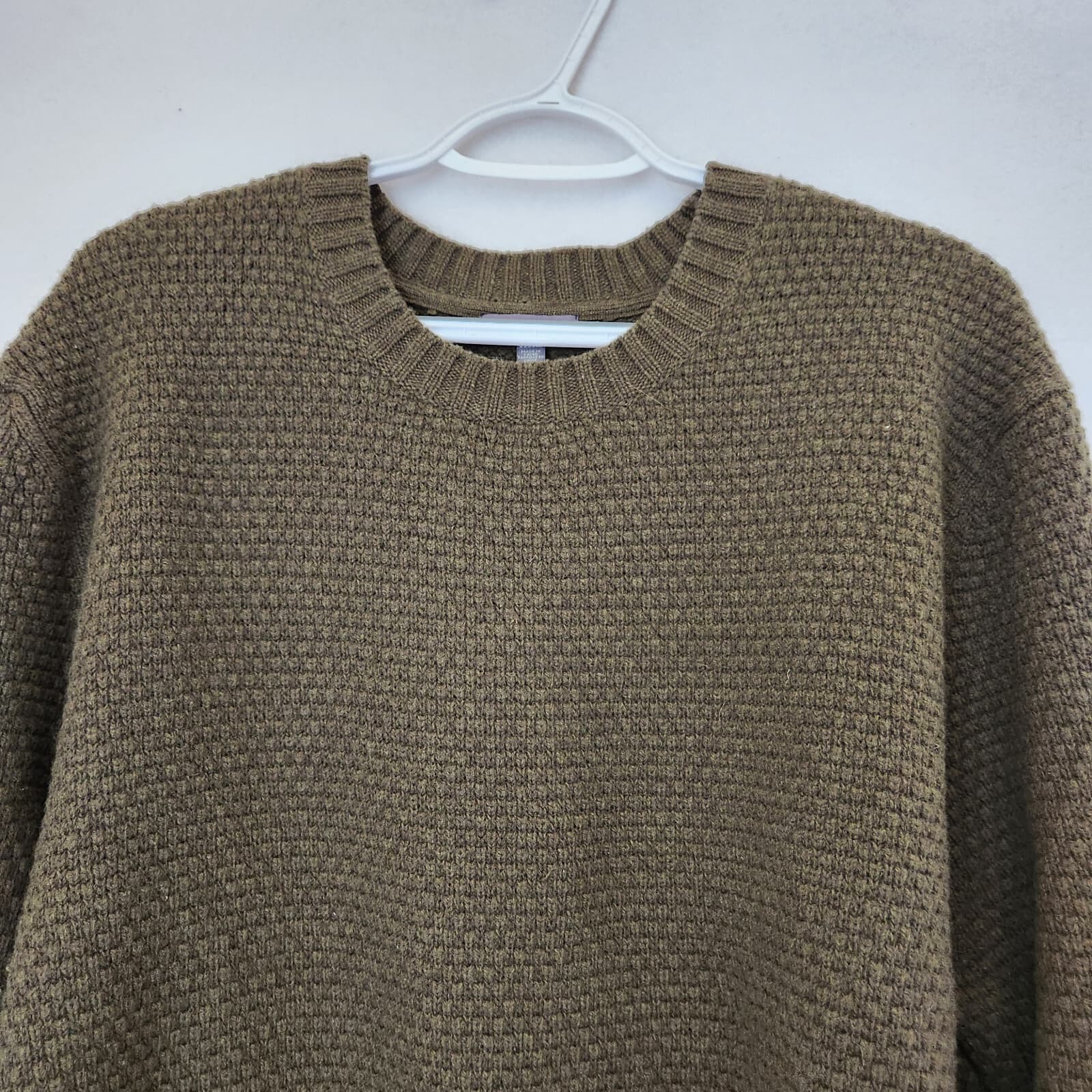 Toad & Co Malamute Lambswool Waffle Knit Crew Sweater Elbow-Patch Green Mens XXL - Thumbnail 8