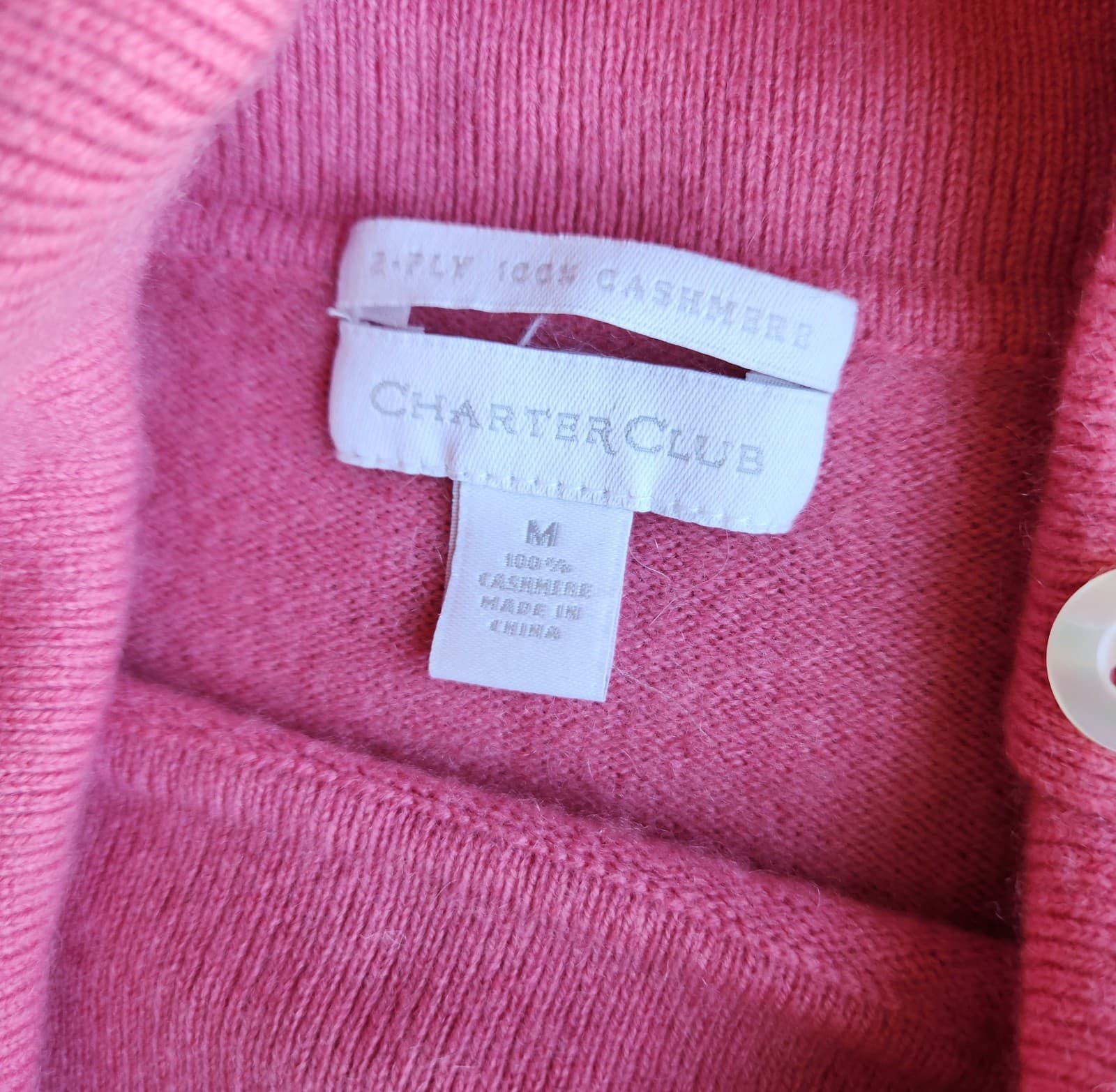 Charter Club 2-Ply Cashmere Button-Turtle Neck Sweater Pullover Pink Women's M - Thumbnail 7