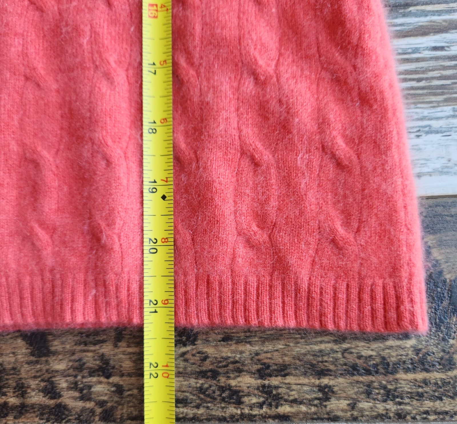 Charter Club 2-Ply Cashmere Made in Mongolia Cable Knit V-Neck Sweater Orange S - Thumbnail 10
