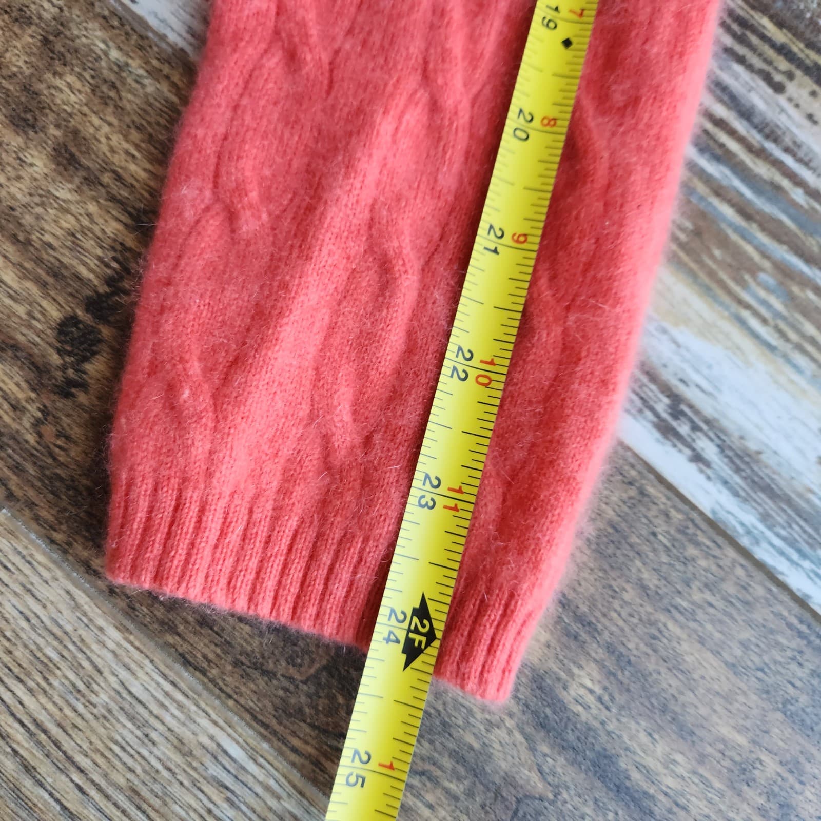 Charter Club 2-Ply Cashmere Made in Mongolia Cable Knit V-Neck Sweater Orange S - Thumbnail 8