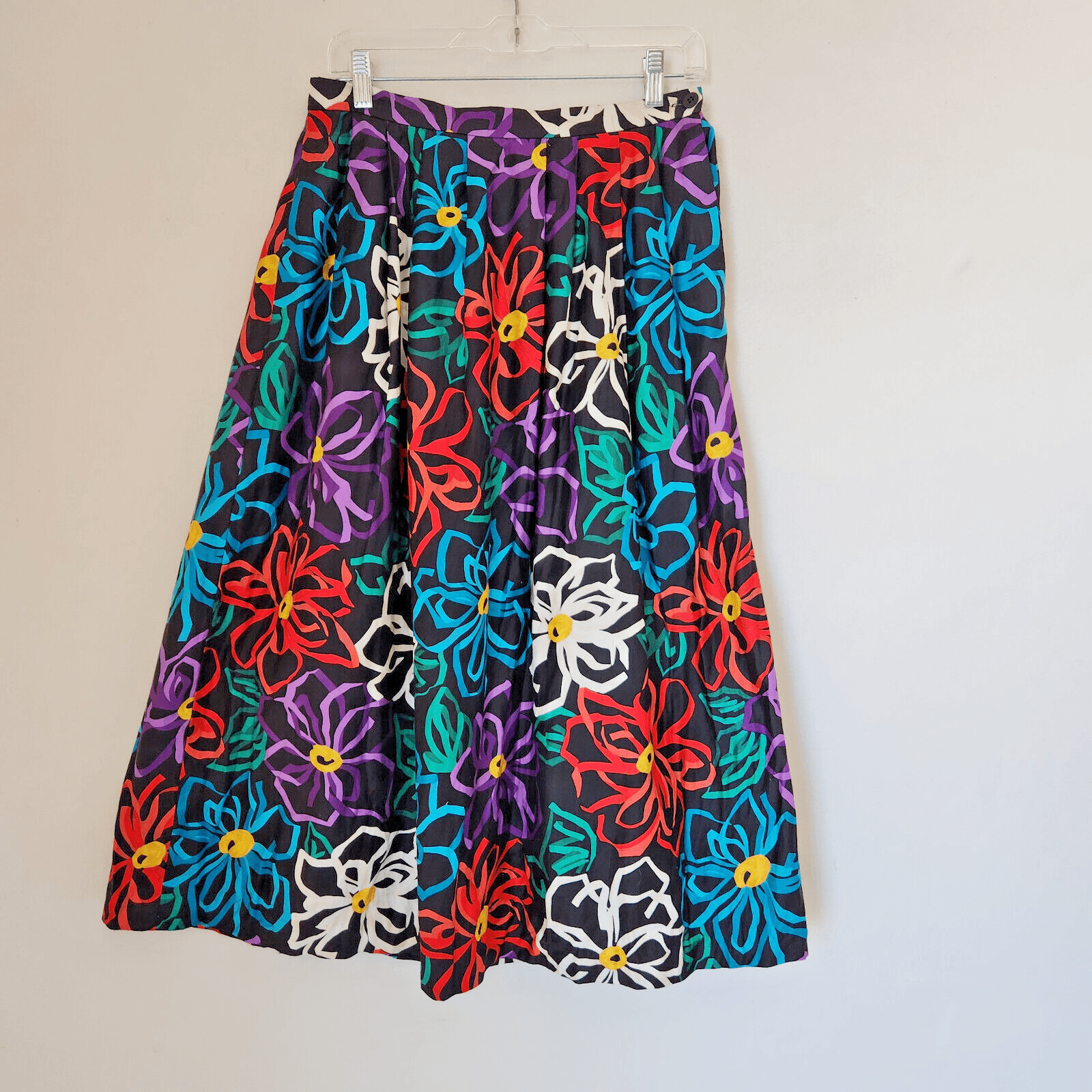 Vintage Weathervane USA Florel Pleated Full A-Line Midi Skirt Multicolor Sz.12 - Thumbnail 2
