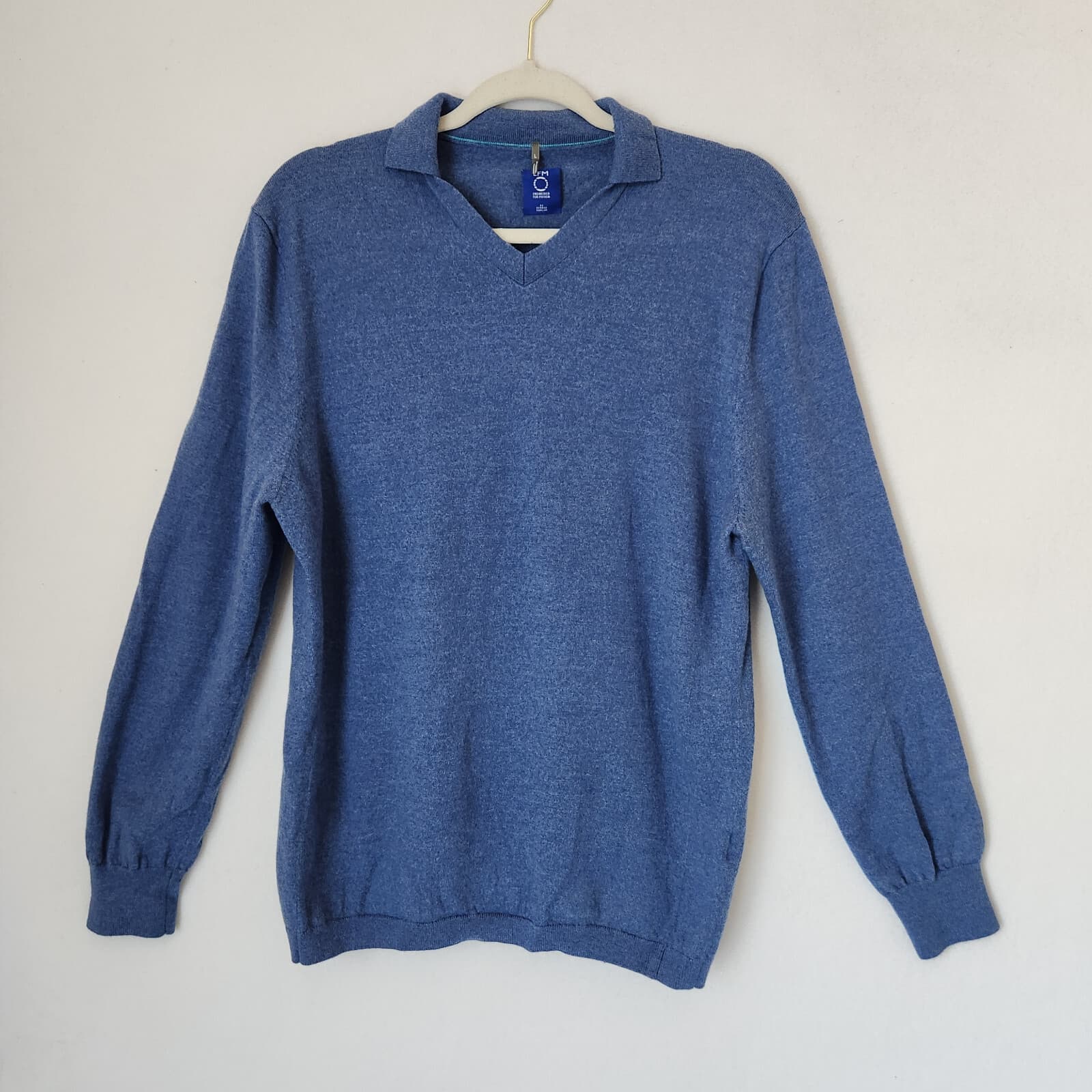 EFM Engineered for Motion by Donrad Duncan Wool Sweater Collar V-Neck Blue Men L - Thumbnail 2