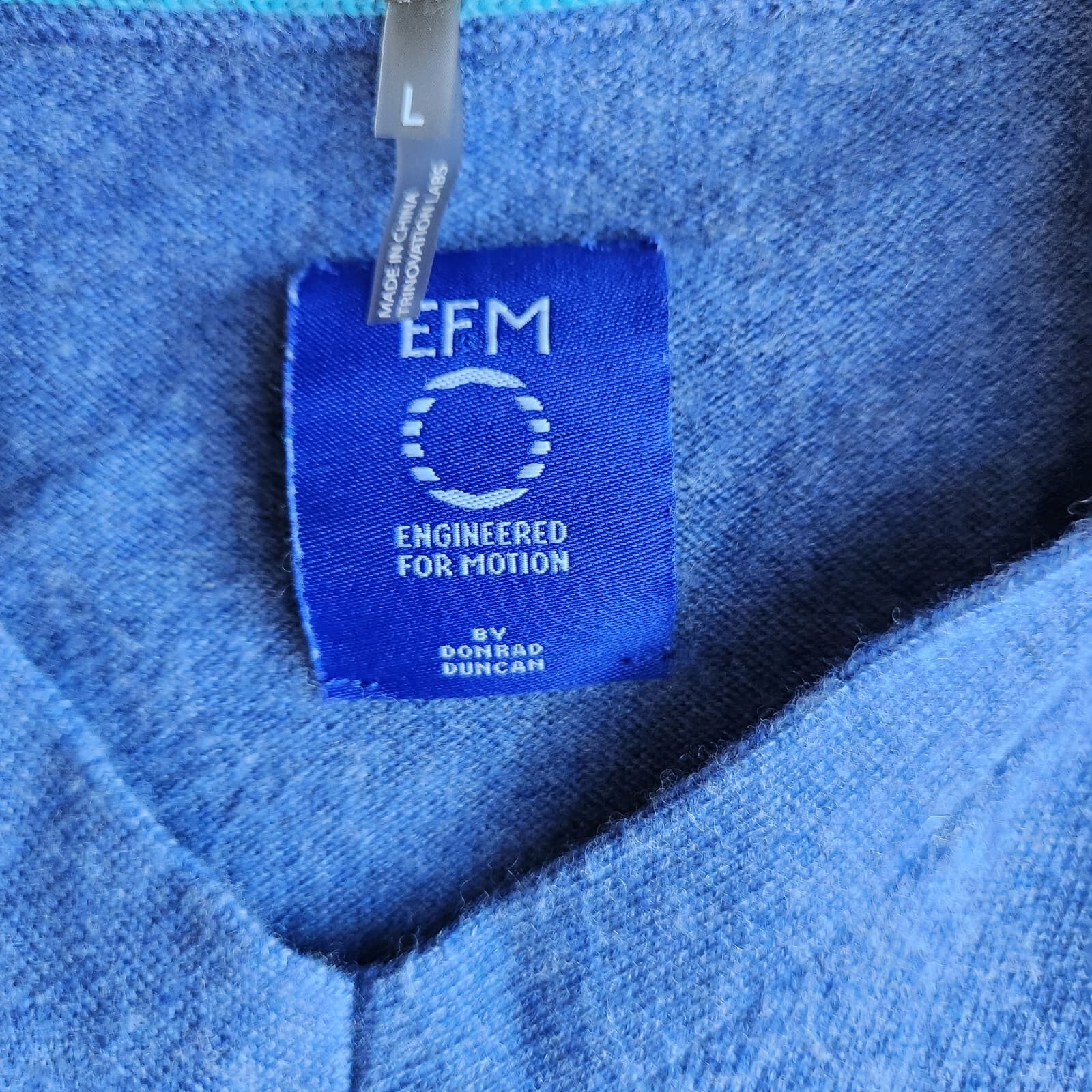EFM Engineered for Motion by Donrad Duncan Wool Sweater Collar V-Neck Blue Men L - Thumbnail 6
