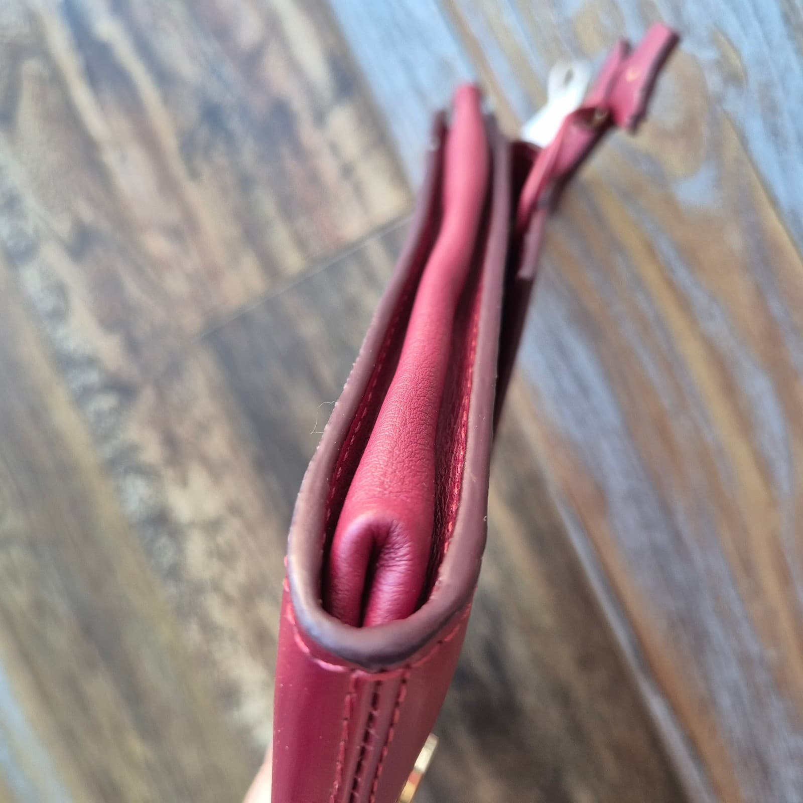 NWT Radley London Broad Street Studded Red Berry Leather Clutch Bag Zip/Snap - Thumbnail 6