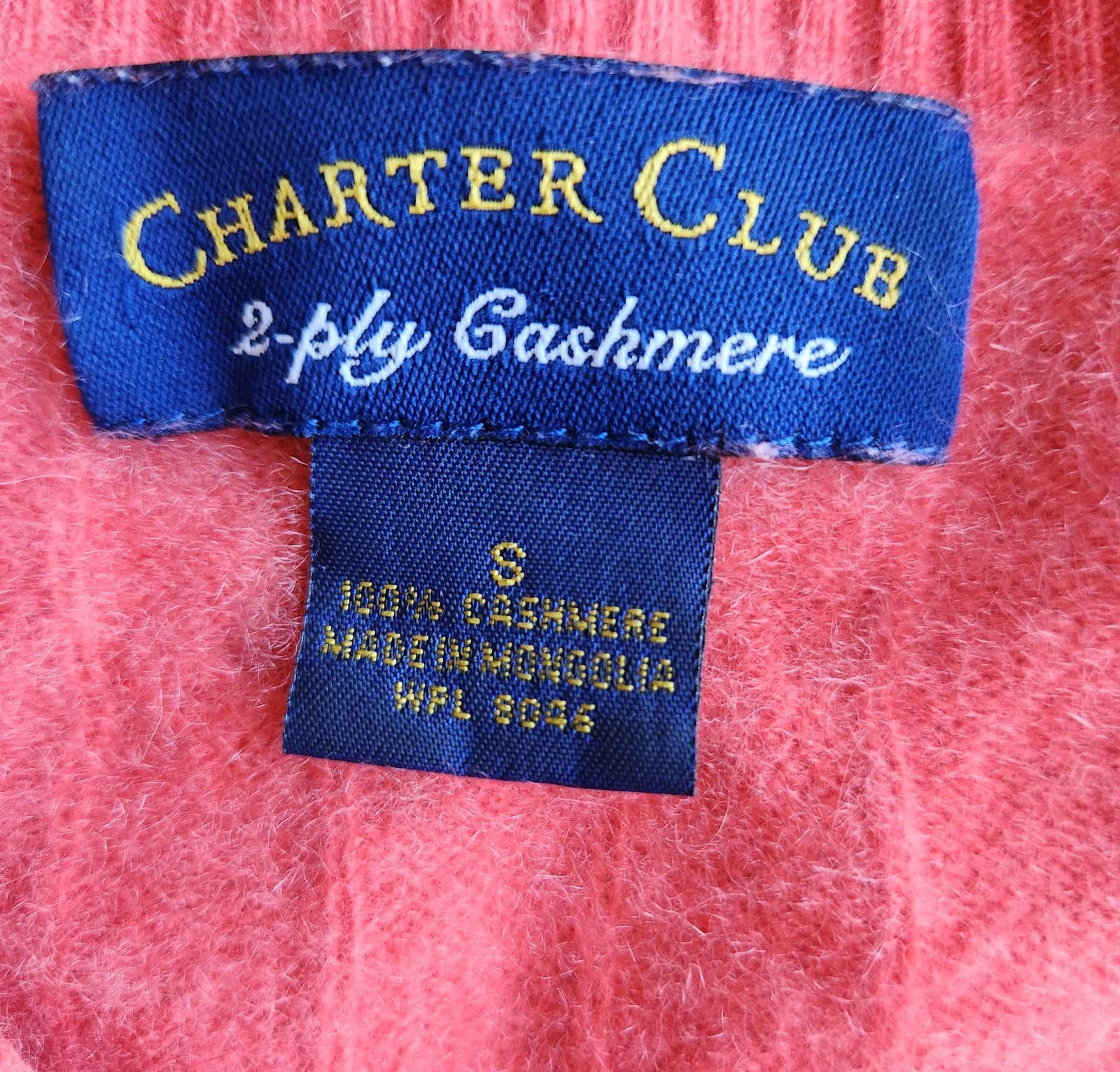 Charter Club 2-Ply Cashmere Made in Mongolia Cable Knit V-Neck Sweater Orange S - Thumbnail 6