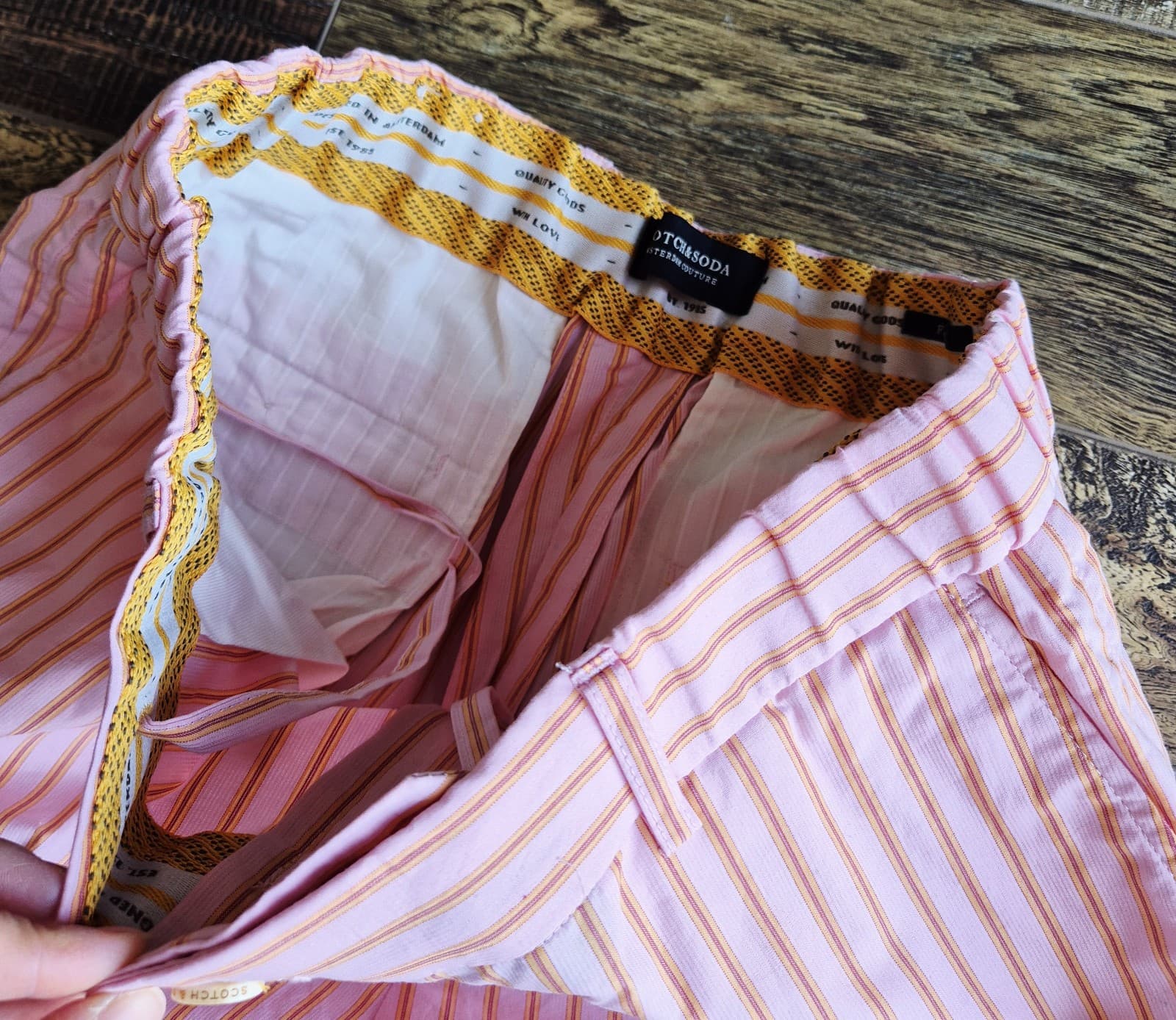 Scotch & Soda Fave Pink Orange Striped High Rise Ankle Pants Pocket Womens 31/32 - Thumbnail 7