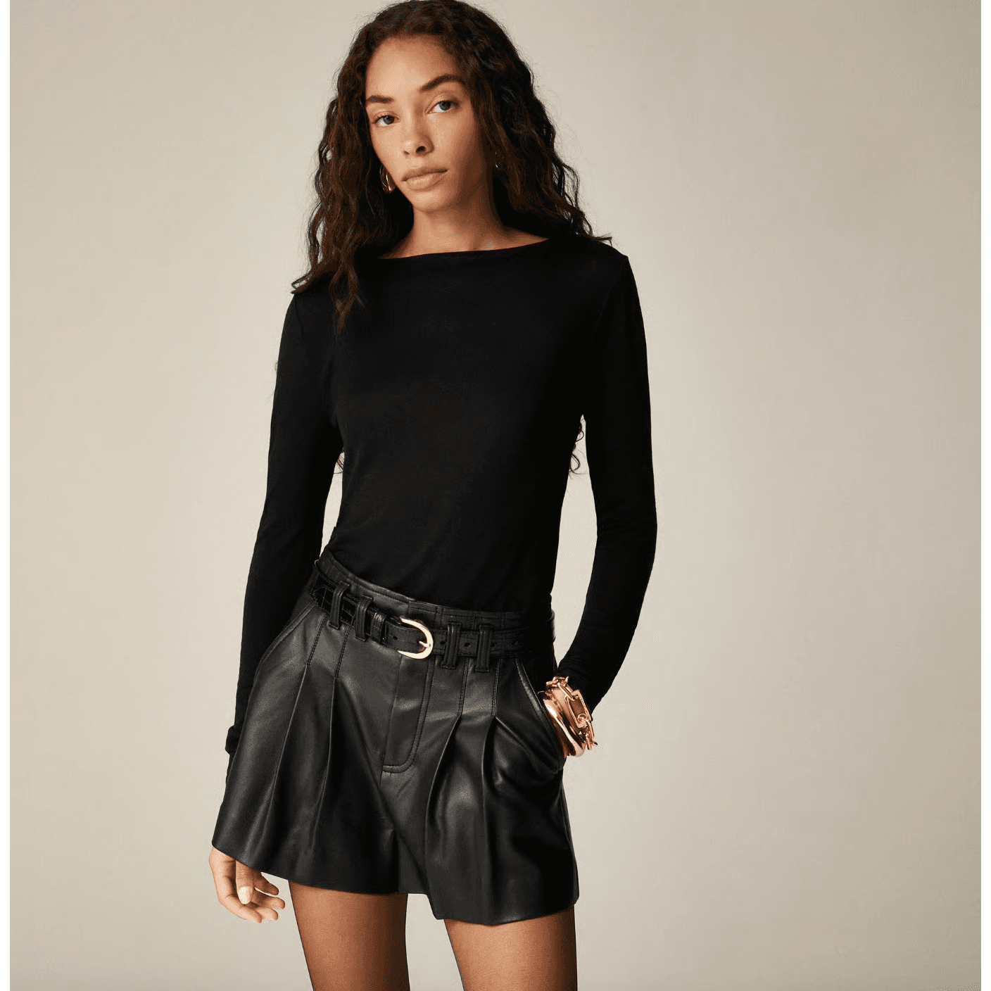 NWT J.Crew Collection Layering T-Shirt Black Sheer Wool-Blend Long-Sleeve Sz.L - Thumbnail 2