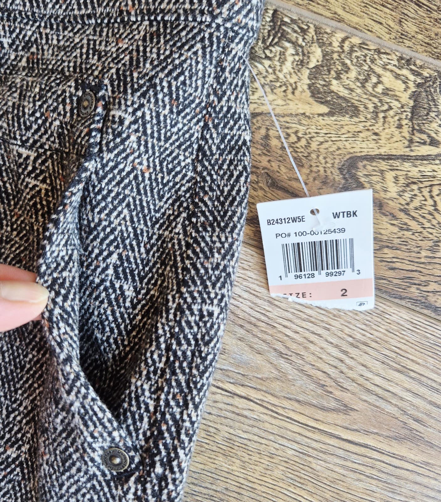 NWT Democracy Ab Solution Skyrise Tweed Straight Pants Pullon Stretch Black Sz.2 - Thumbnail 7