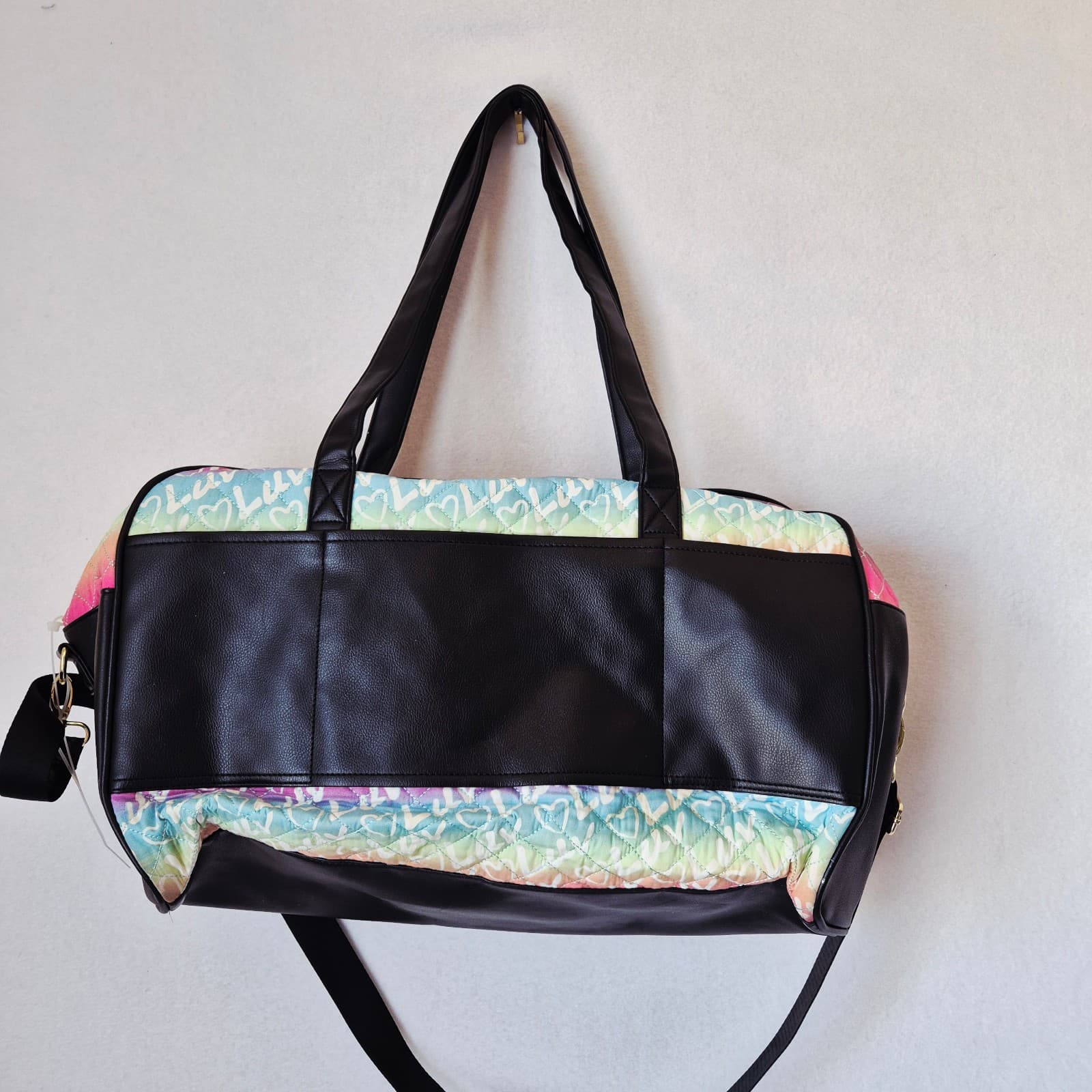 Luv Betsey Johnson Hearts Tie-Dye Graffiti Rainbow Weekend Carryon Duffel Bag - Thumbnail 4