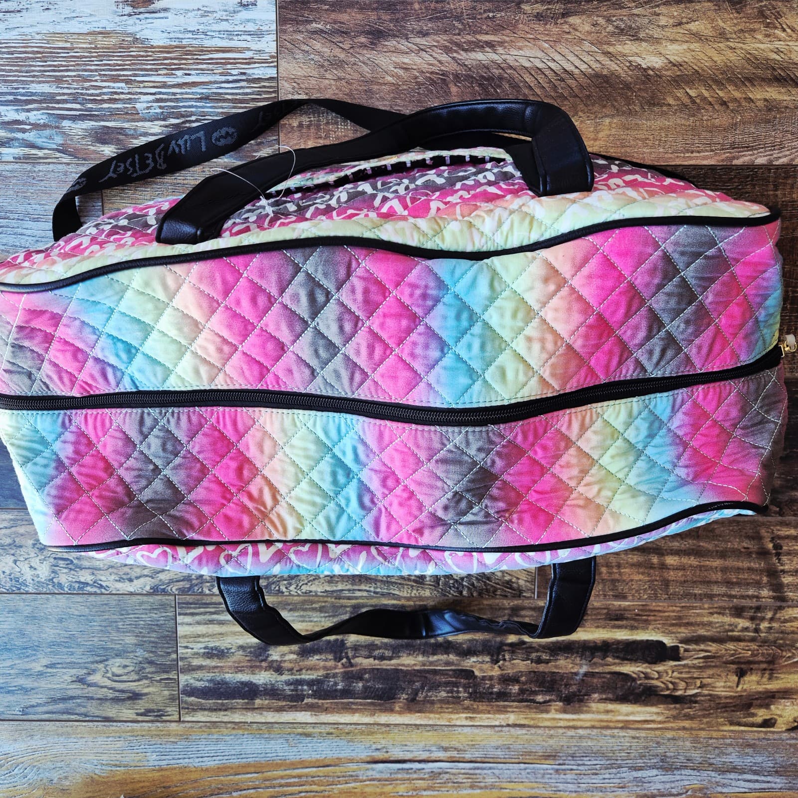 Luv Betsey Johnson Hearts Tie-Dye Graffiti Rainbow Weekend Carryon Duffel Bag - Thumbnail 5