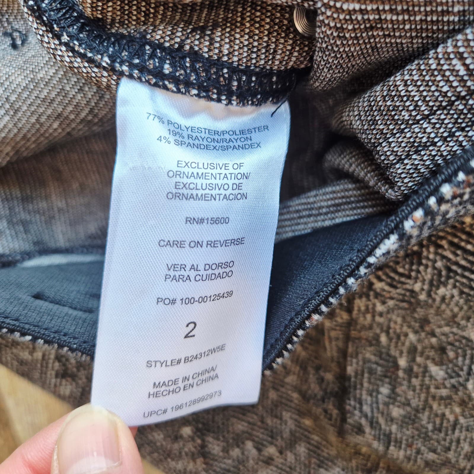 NWT Democracy Ab Solution Skyrise Tweed Straight Pants Pullon Stretch Black Sz.2 - Thumbnail 10