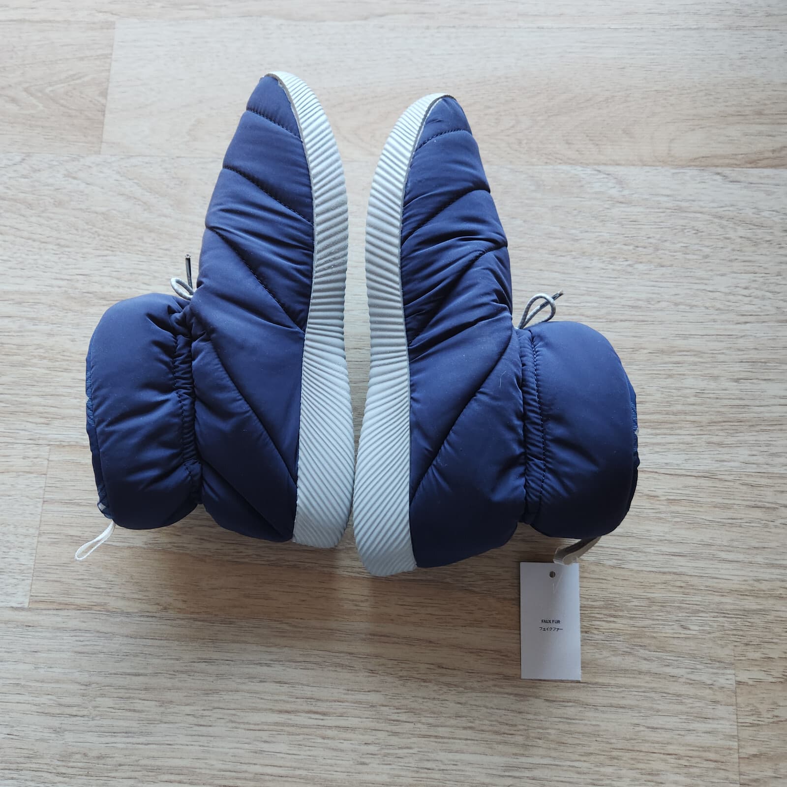 NWT Lands' End Ultralight Puffer Bootie Slipper Faux Fur Lining Blue Womens US9B - Thumbnail 5
