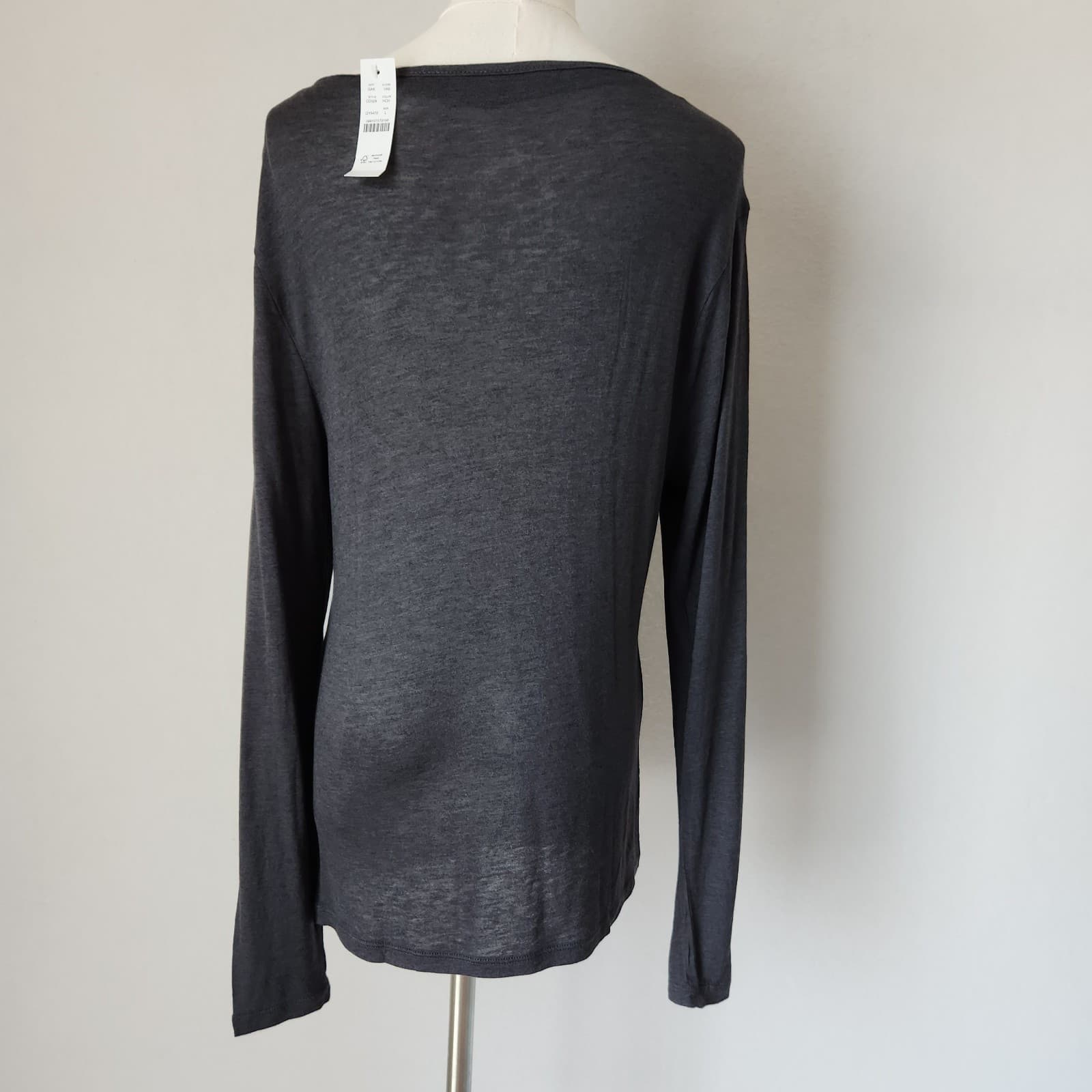 NWT J.Crew Collection Layering T-Shirt Black Sheer Wool-Blend Long-Sleeve Sz.L - Thumbnail 6